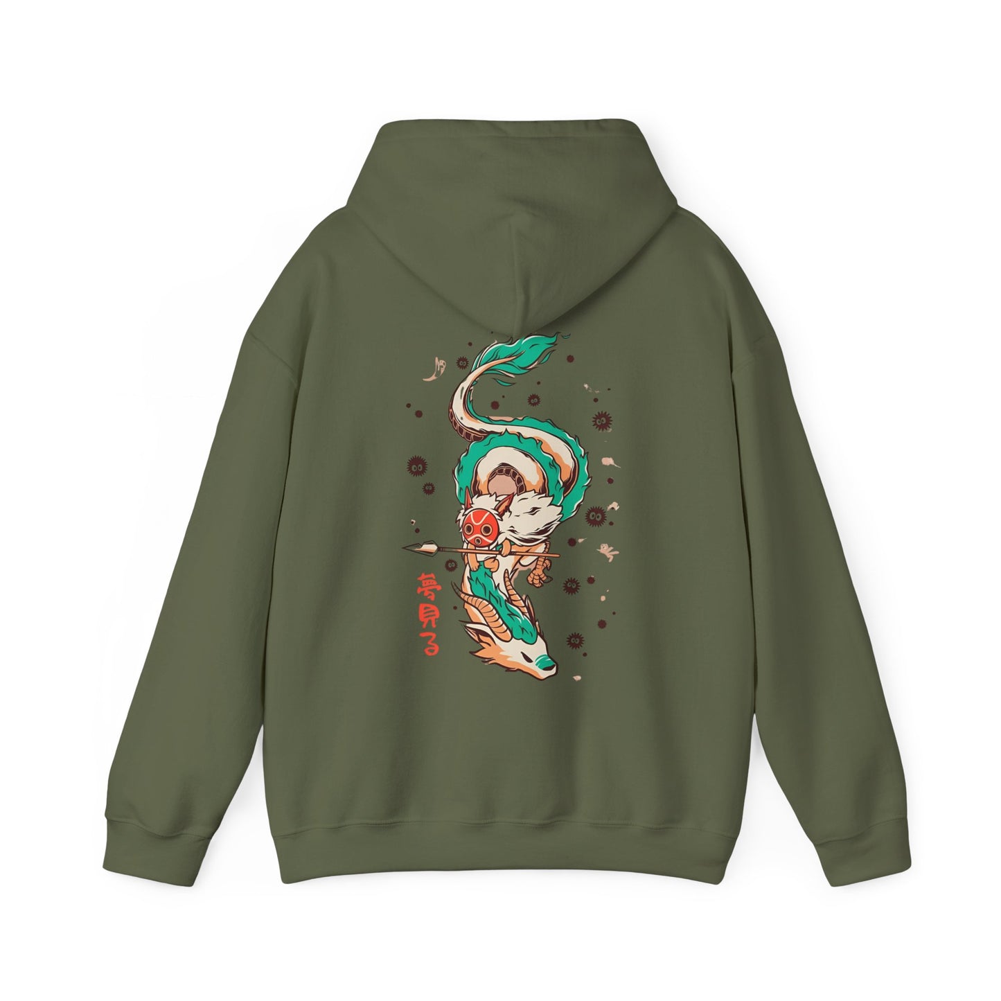Haku and Princess Mononoke Back Print Hoodie – 100% Cotton Studio Ghibli Anime Sweatshirt
