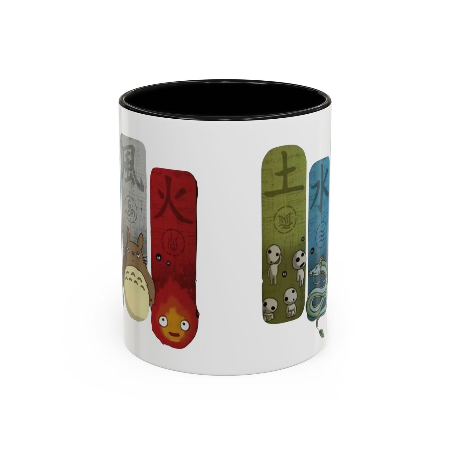 Studio Ghibli Figures Accent Mug – 11oz & 15oz Color Handle Anime Cup – Ghibli Character Coffee Mug for Fans