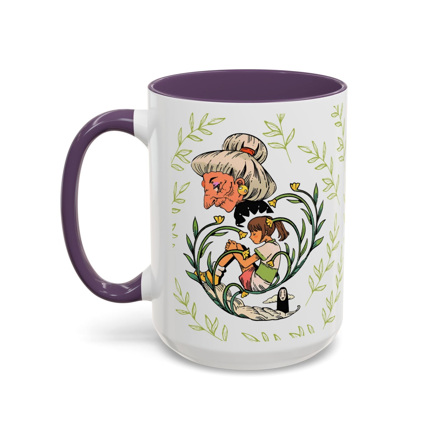Spirited Away Chihiro Accent Mug – Studio Ghibli Coffee Cup with Colored Handle – 11oz & 15oz Ceramic Anime Gift