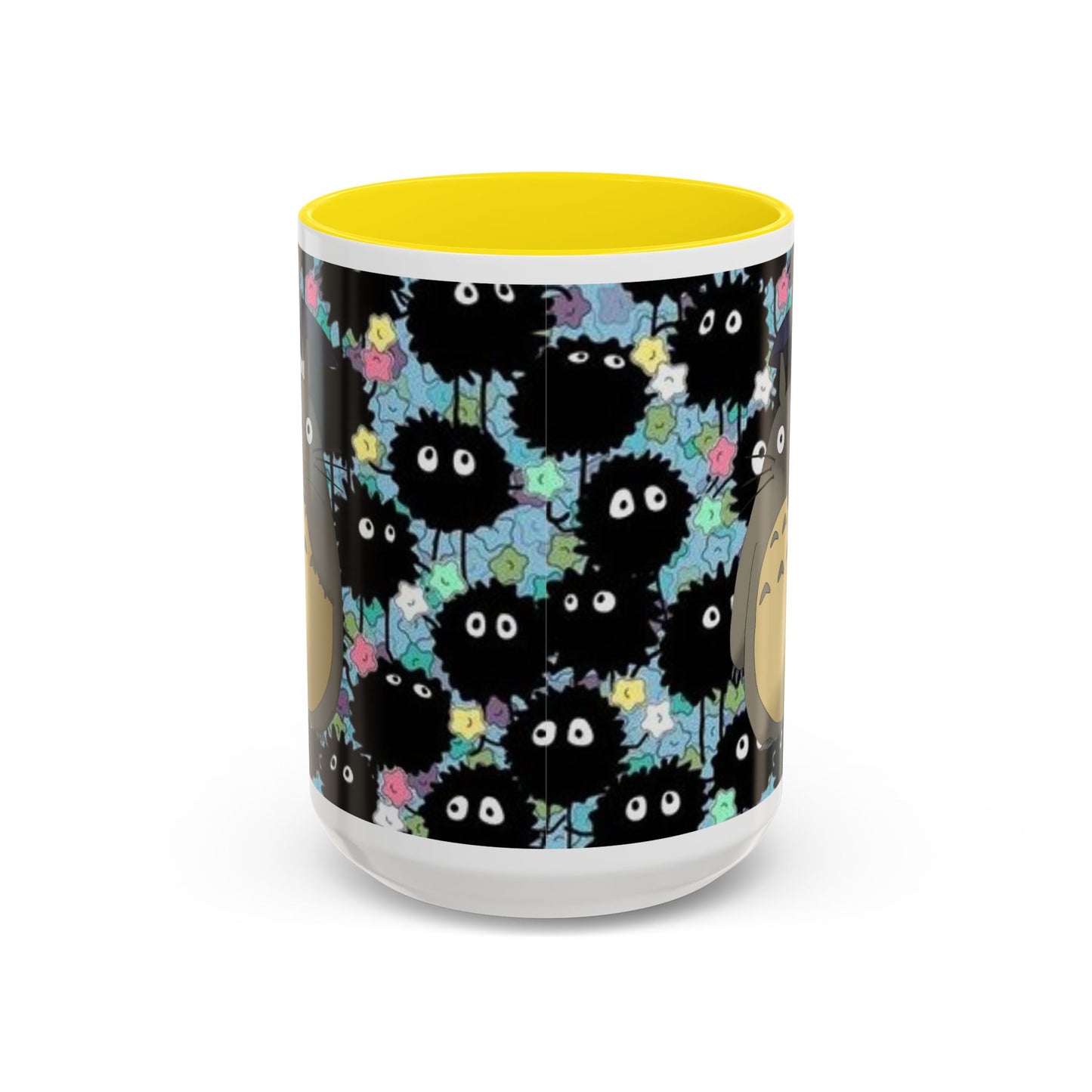 Totoro & Soot Sprites Accent Mug – Studio Ghibli Color Handle Cup – 11oz & 15oz Ceramic Anime Gift