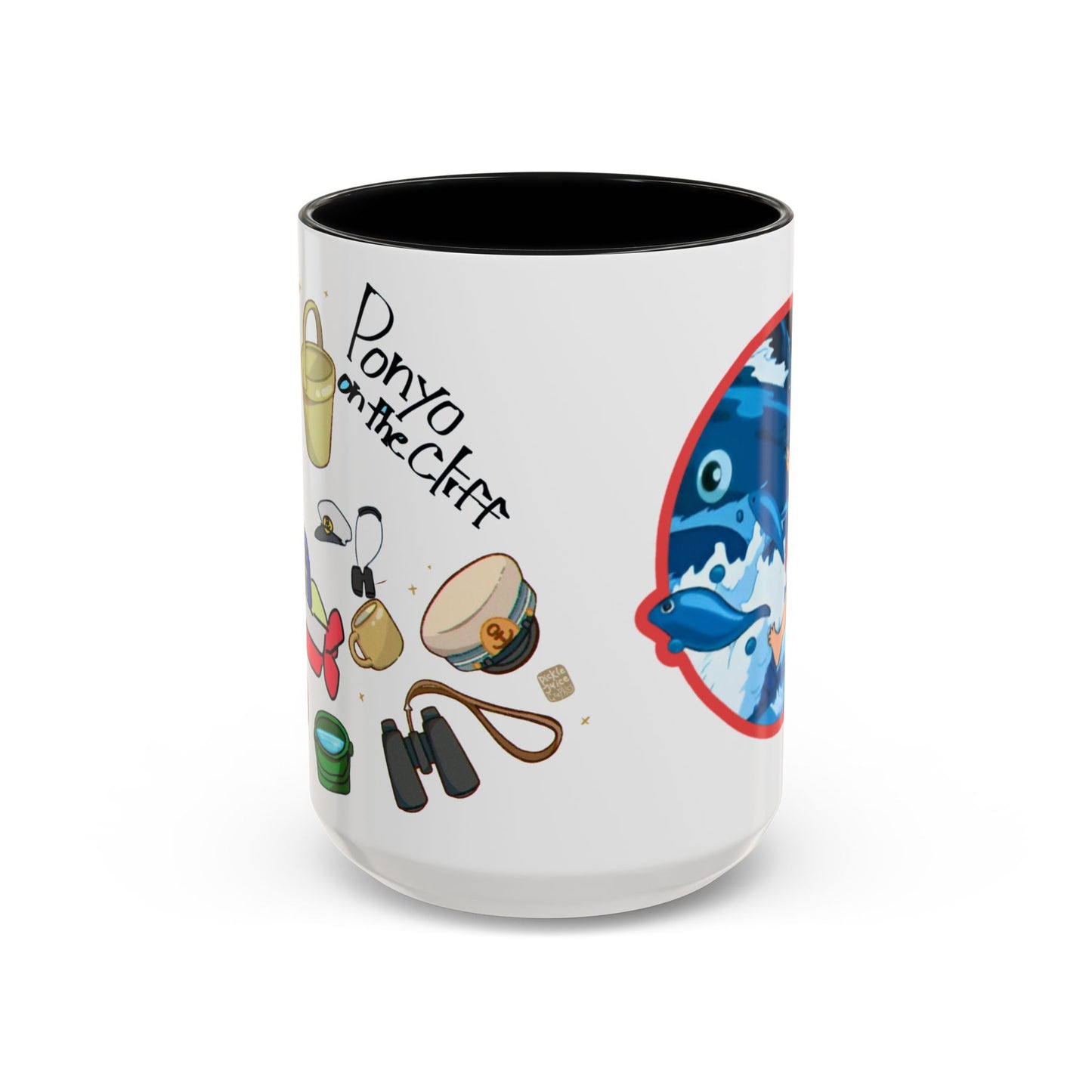 Ponyo Accent Mug – Studio Ghibli Collage Color Handle Cup 11oz & 15oz – Cute Anime Ocean Gift for Fans