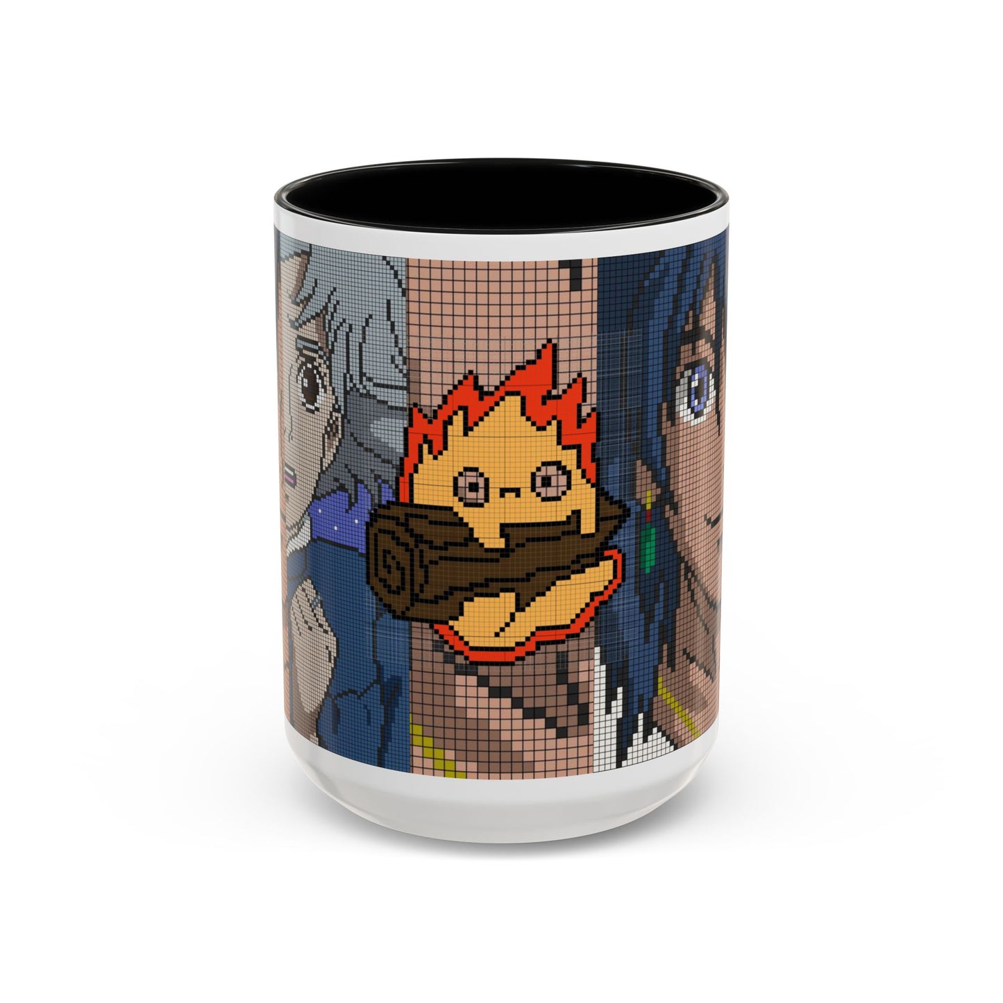 Howl's Moving Castle Pixel Accent Mug – Retro Anime Color Handle Cup 11oz & 15oz – Studio Ghibli Coffee Gift