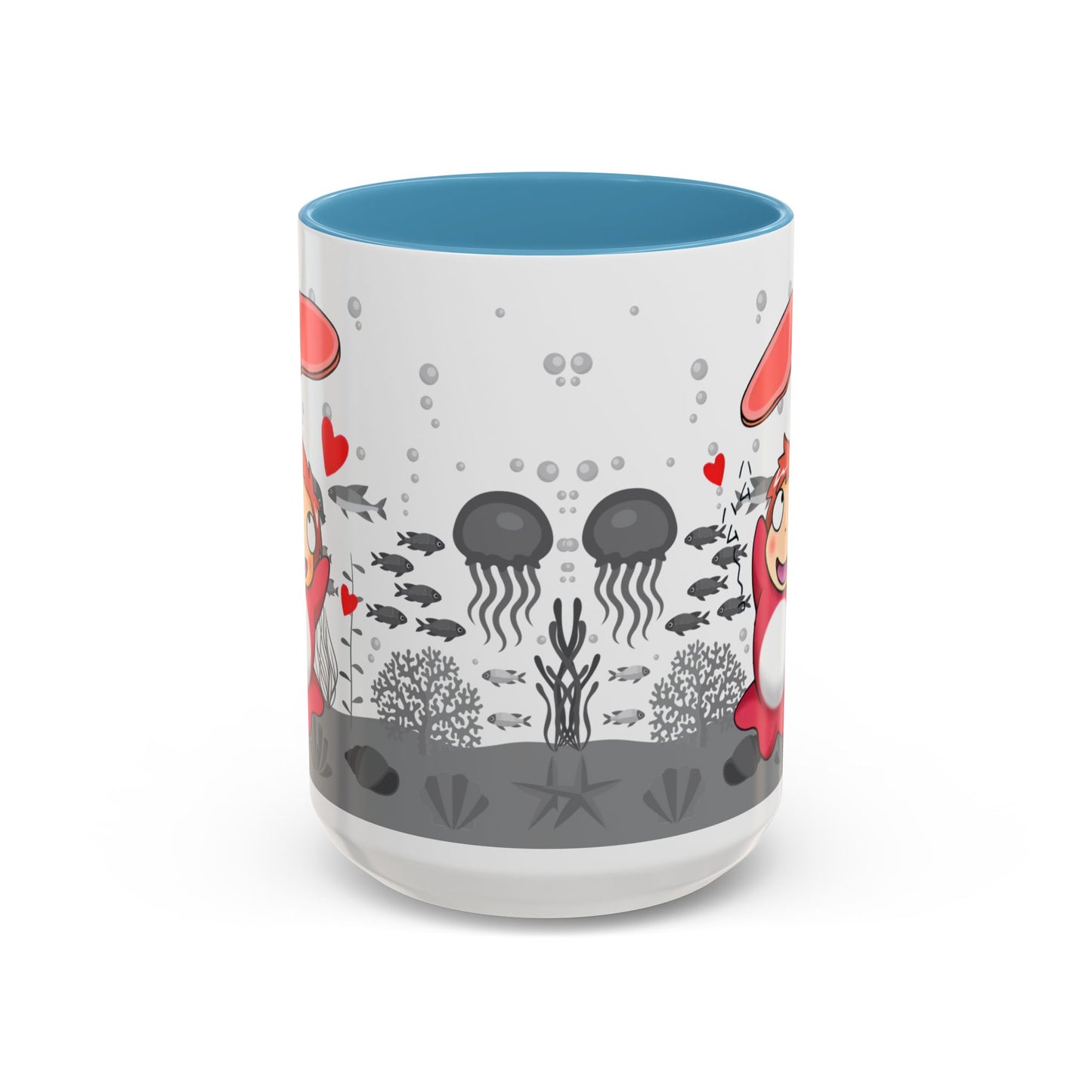 Ponyo Ham Accent Handle Mug – Studio Ghibli Coffee Cup – 11oz & 15oz Anime Gift for Fans