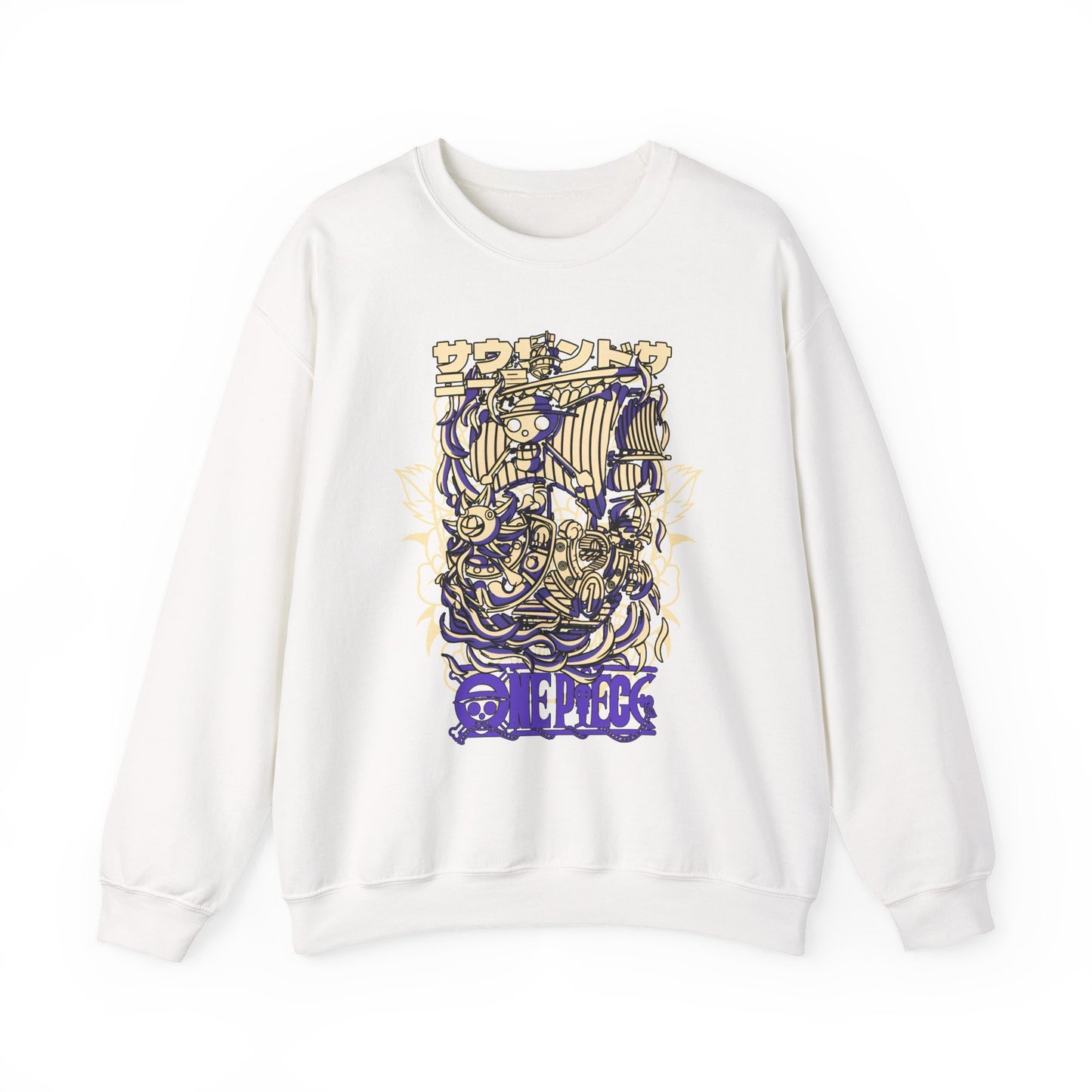 One Piece Ship Sweatshirt – 100% Cotton Anime Pullover Featuring Going Merry & Thousand Sunny