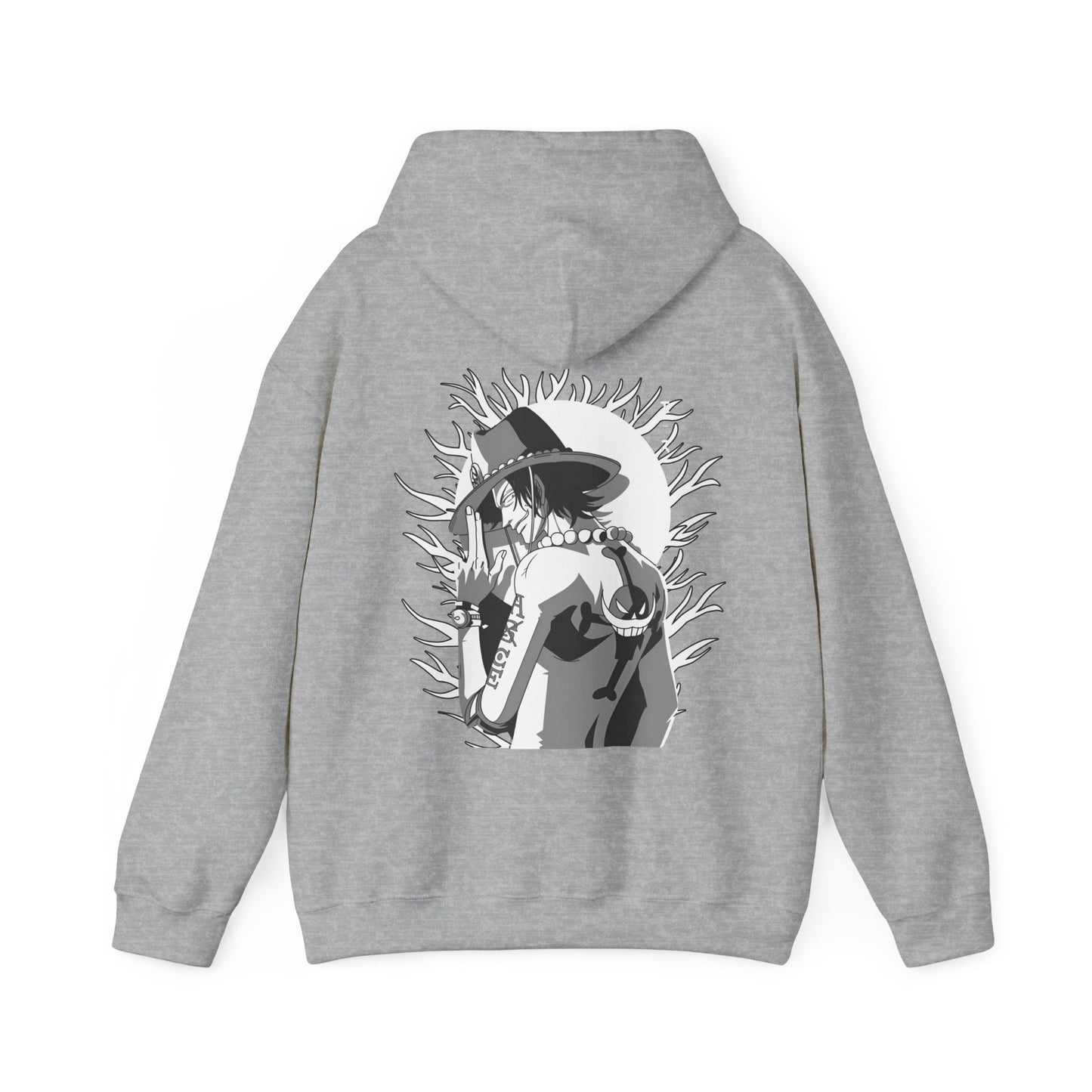 Portgas D. Ace One Piece Back Print Hoodie – 100% Cotton Anime Hoodie for Fire Fist Fans