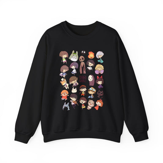 Chibi Studio Ghibli Characters Sweatshirt – 100% Cotton Cozy Anime Pullover for Ghibli Lovers