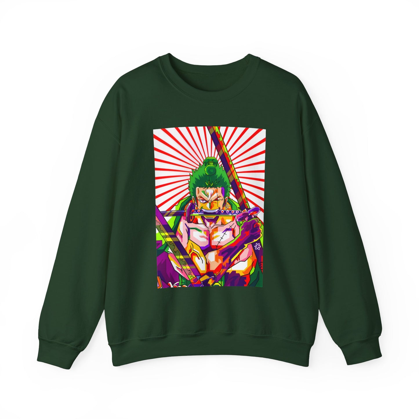 One Piece Zoro Style Sweatshirt – 100% Cotton Anime Pullover for Swordsman Fans