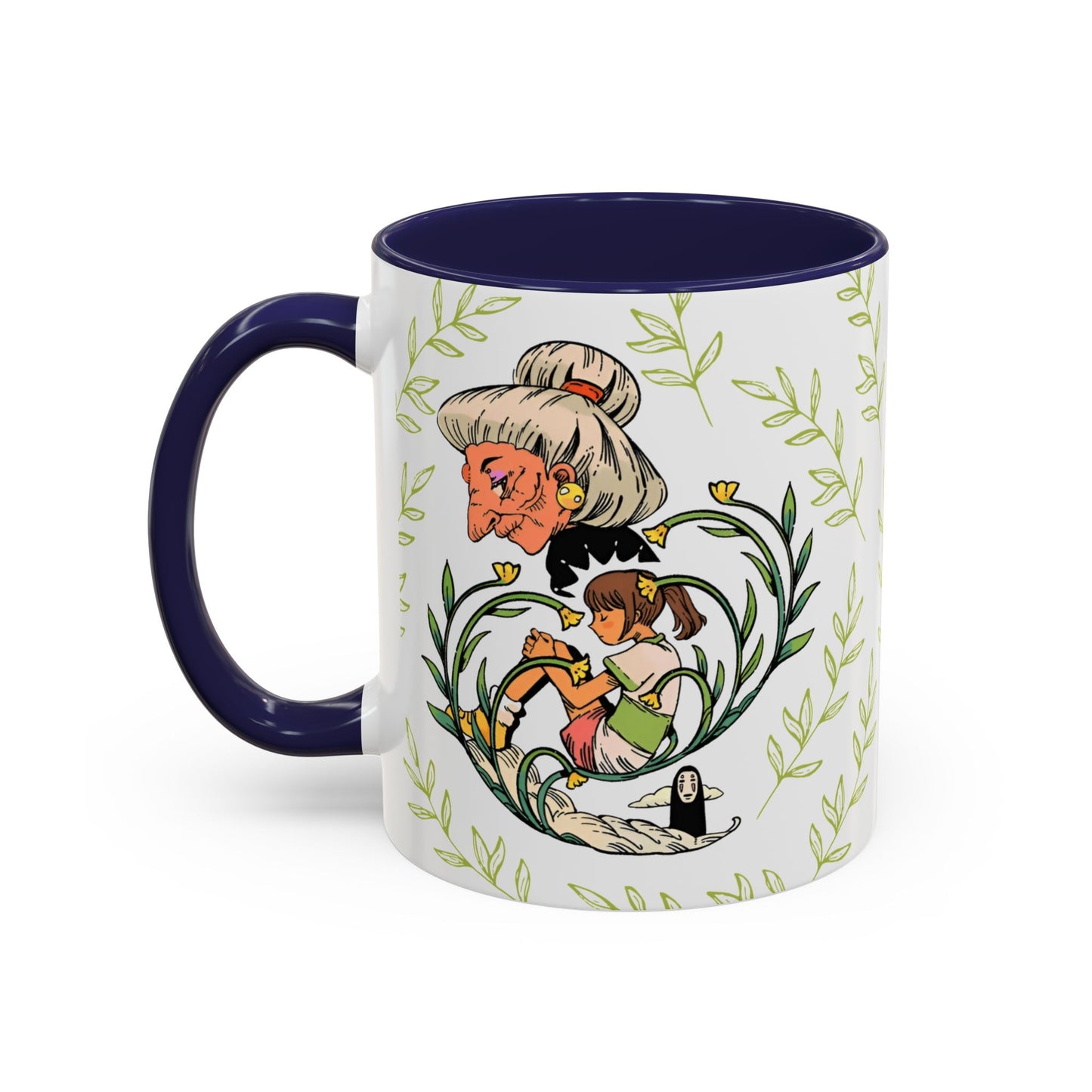 Spirited Away Chihiro Accent Mug – Studio Ghibli Coffee Cup with Colored Handle – 11oz & 15oz Ceramic Anime Gift