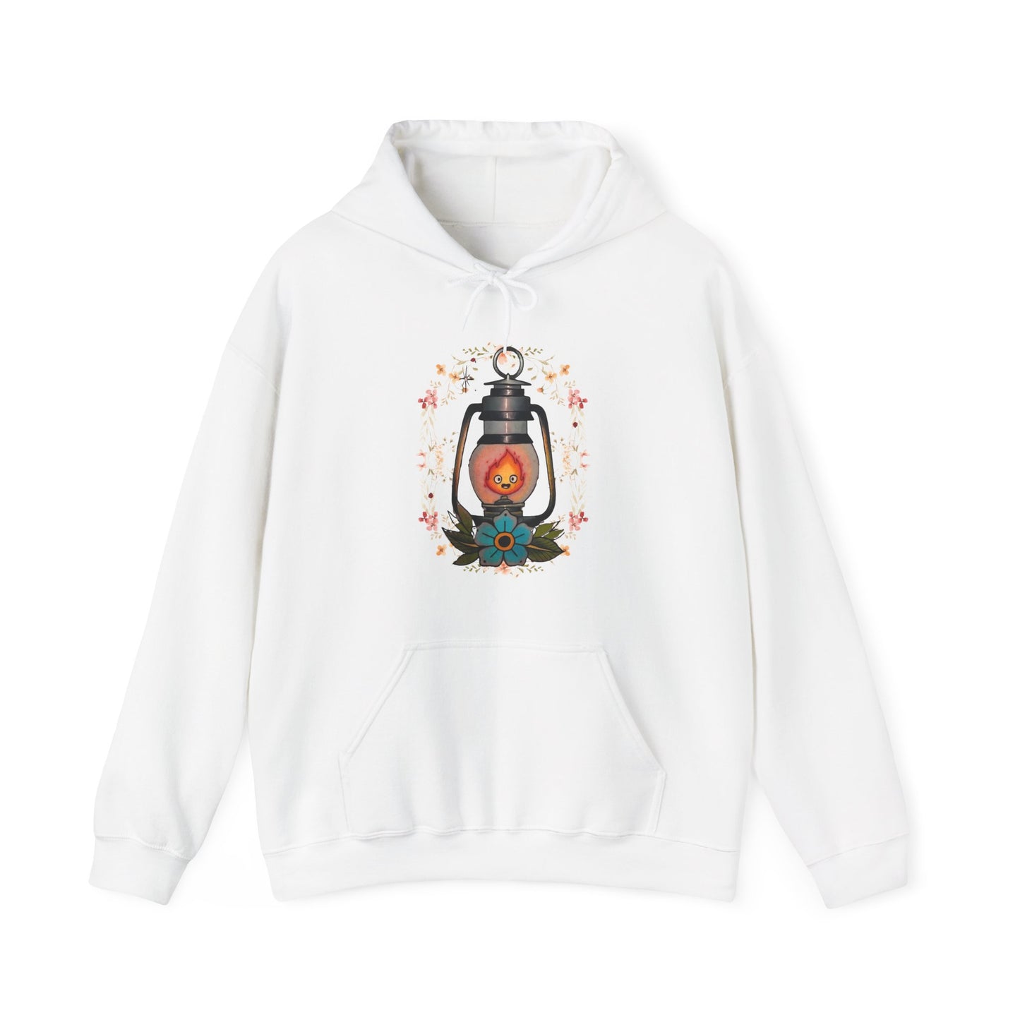 Calcifer Lamp Flowers Hoodie – 100% Cotton Anime Hoodie Inspired by Howl’s Moving Castle