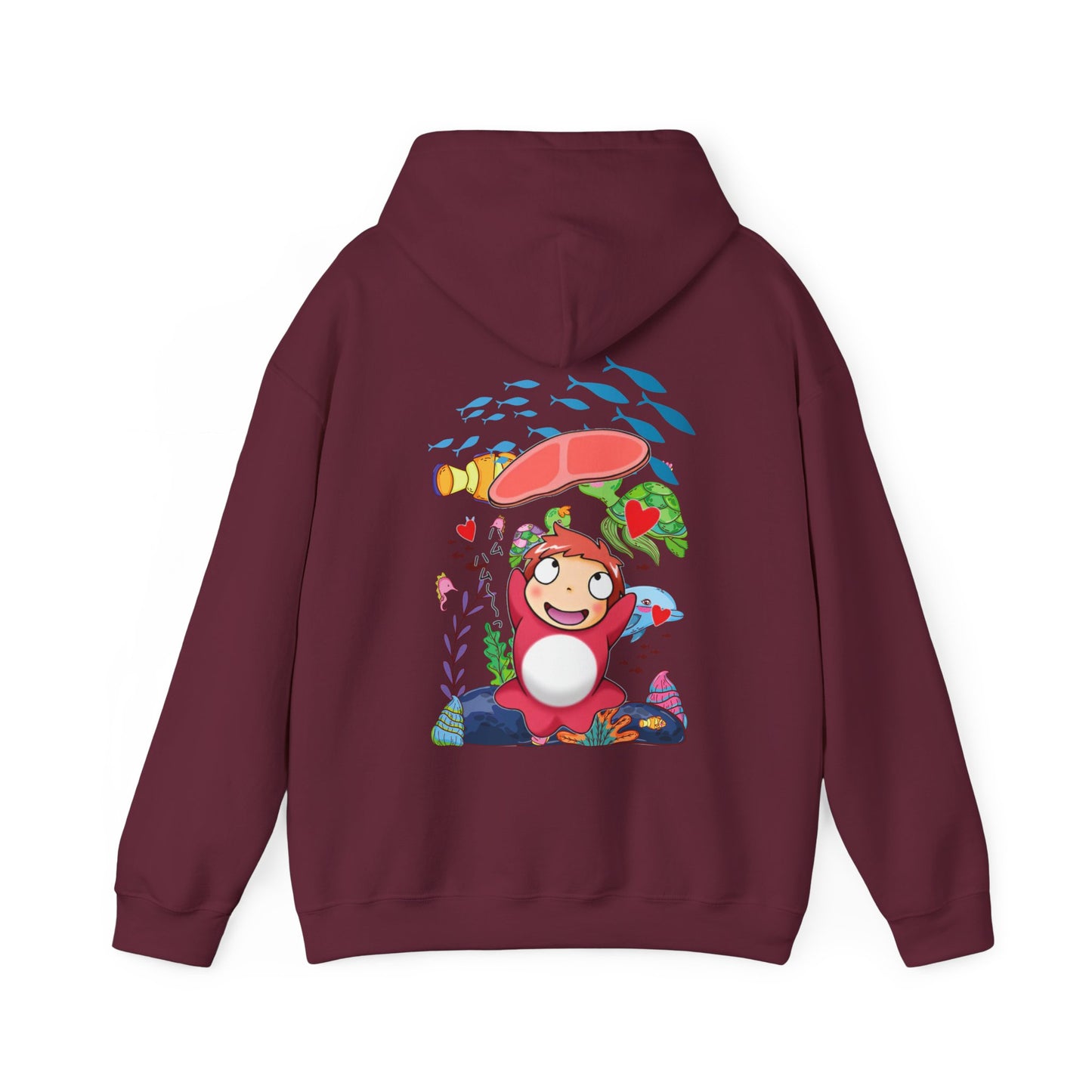 Ponyo Jam Back Print Hoodie – 100% Cotton Studio Ghibli Anime Sweatshirt for Fan