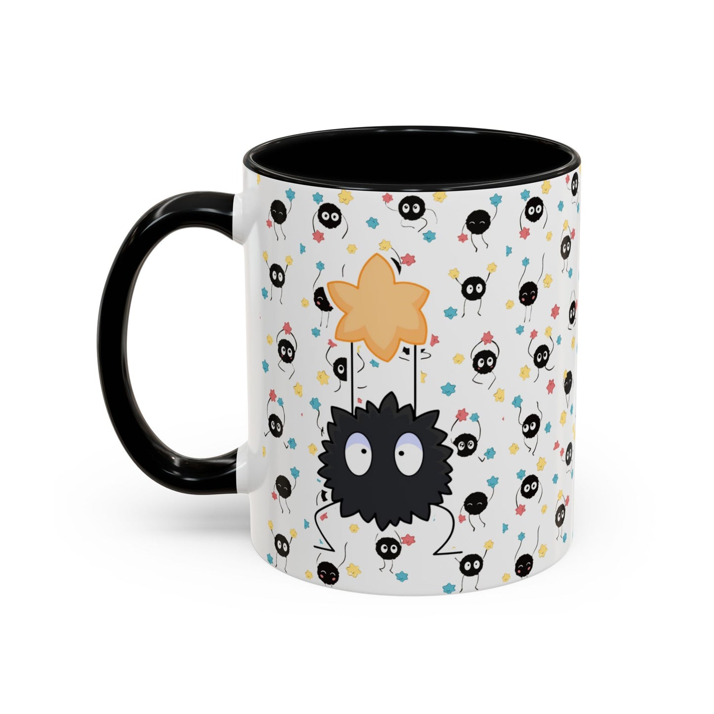 Soot Sprites Accent Mug – Studio Ghibli Color Handle Cup – 11oz & 15oz Ceramic Anime Gift