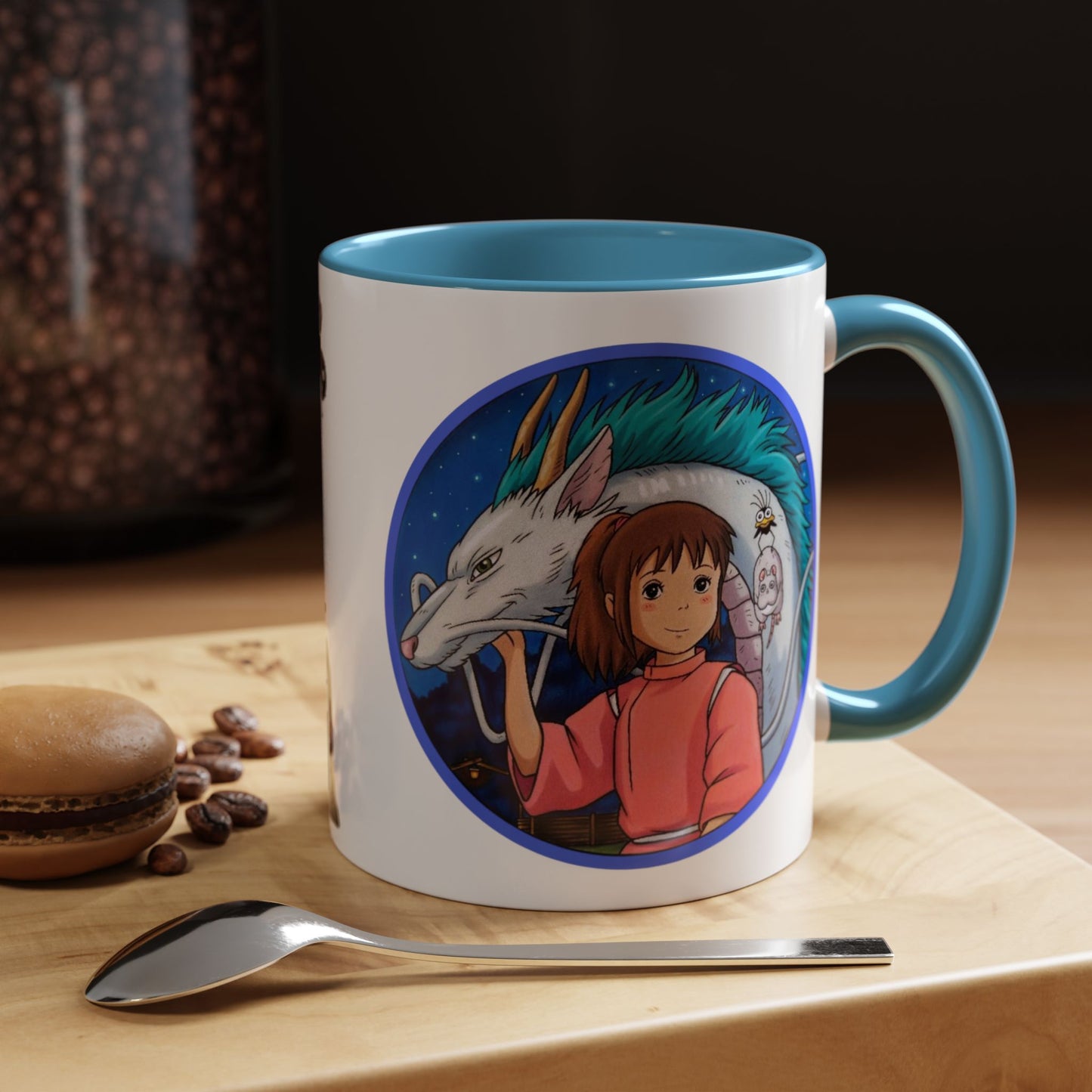Spirited Away Moments Accent Mug – Color Handle Ghibli Cup 11oz & 15oz – Chihiro and Haku Anime Scene Gift