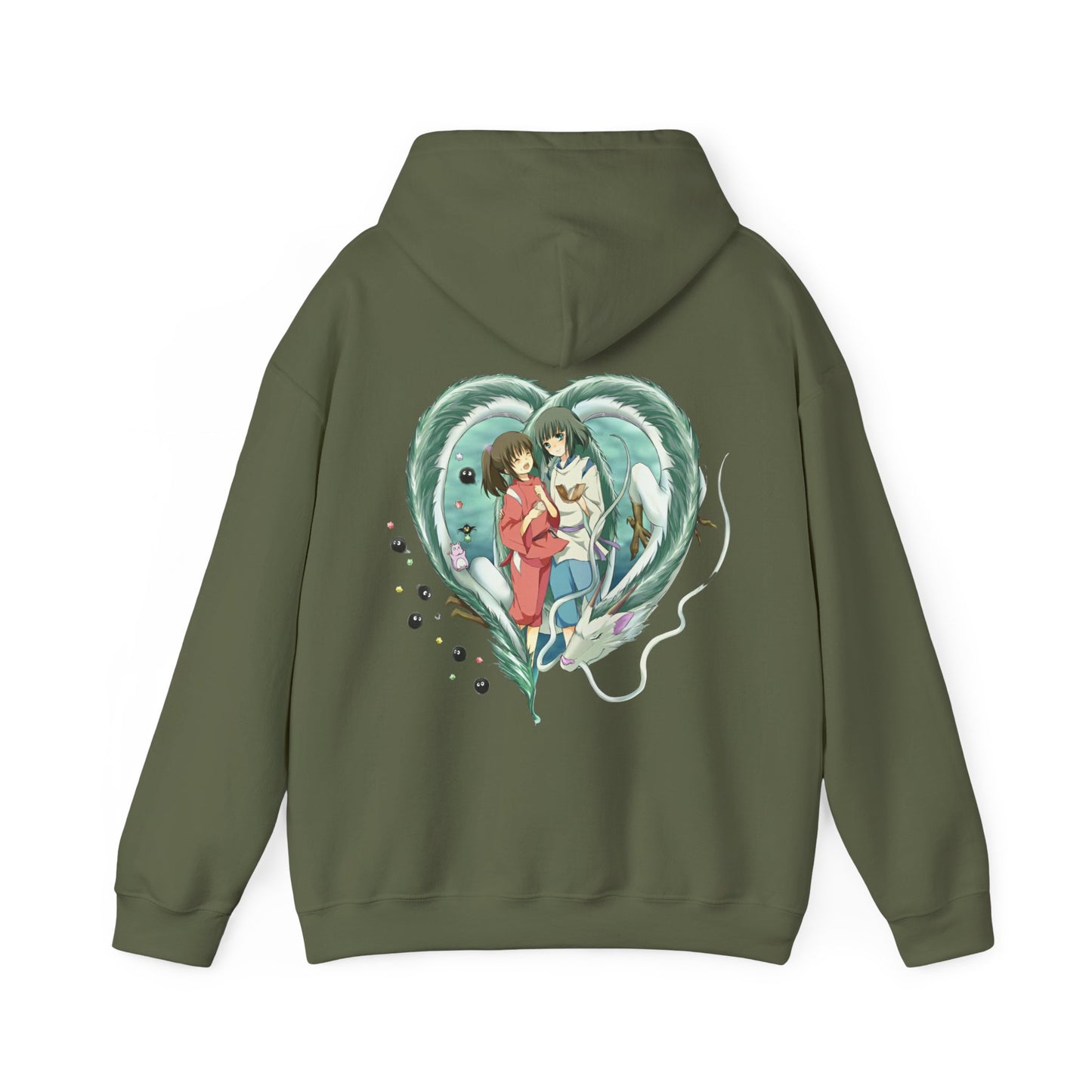 Chihiro and Haku Back Print Hoodie – 100% Cotton Spirited Away Anime Hoodie for Studio Ghibli Fans