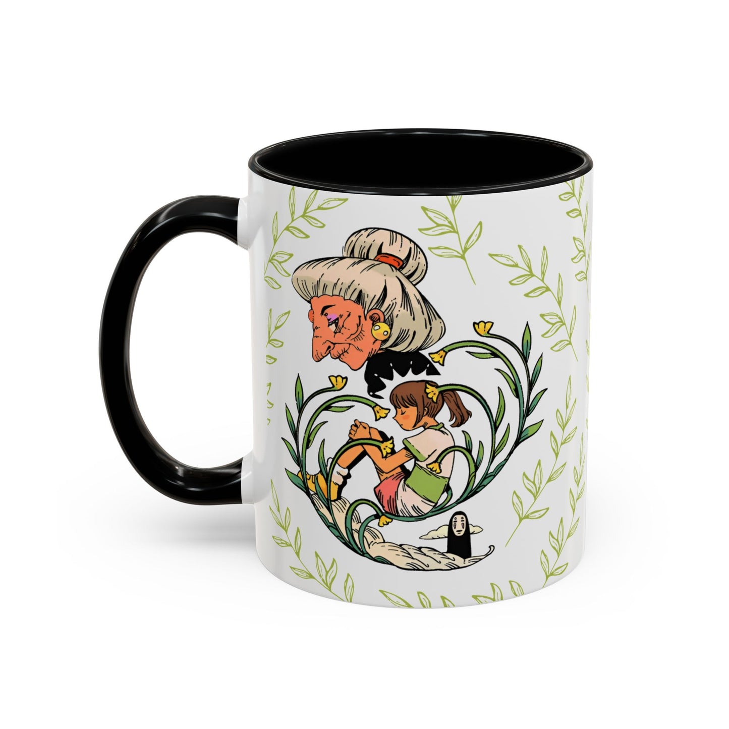 Spirited Away Chihiro Accent Mug – Studio Ghibli Coffee Cup with Colored Handle – 11oz & 15oz Ceramic Anime Gift