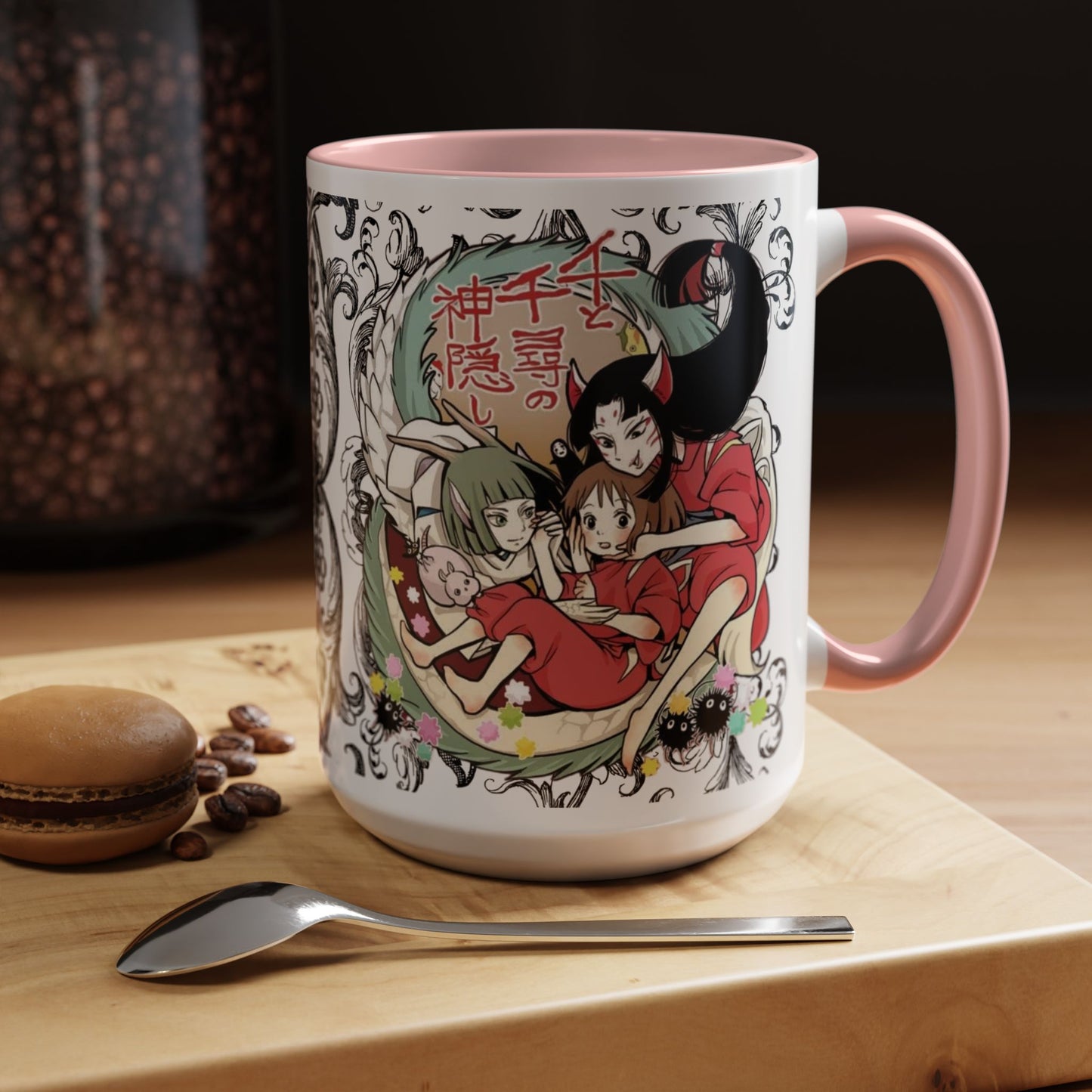 Spirited Away Cool Accent Mug – Studio Ghibli Color Handle Coffee Cup – 11oz & 15oz Ceramic Gift for Anime Fans