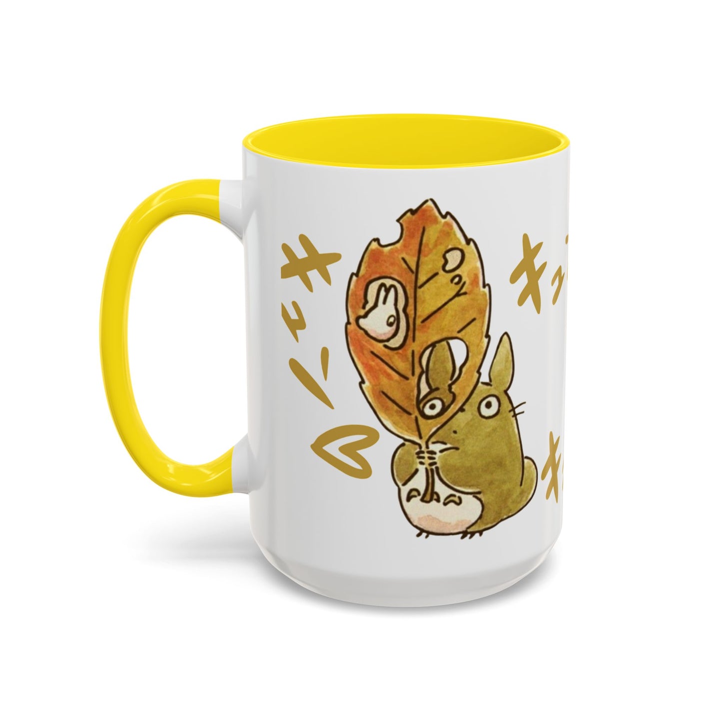 Cute Totoro Accent Mug – Studio Ghibli Color Handle Cup 11oz & 15oz – Kawaii Anime Coffee Mug Gift
