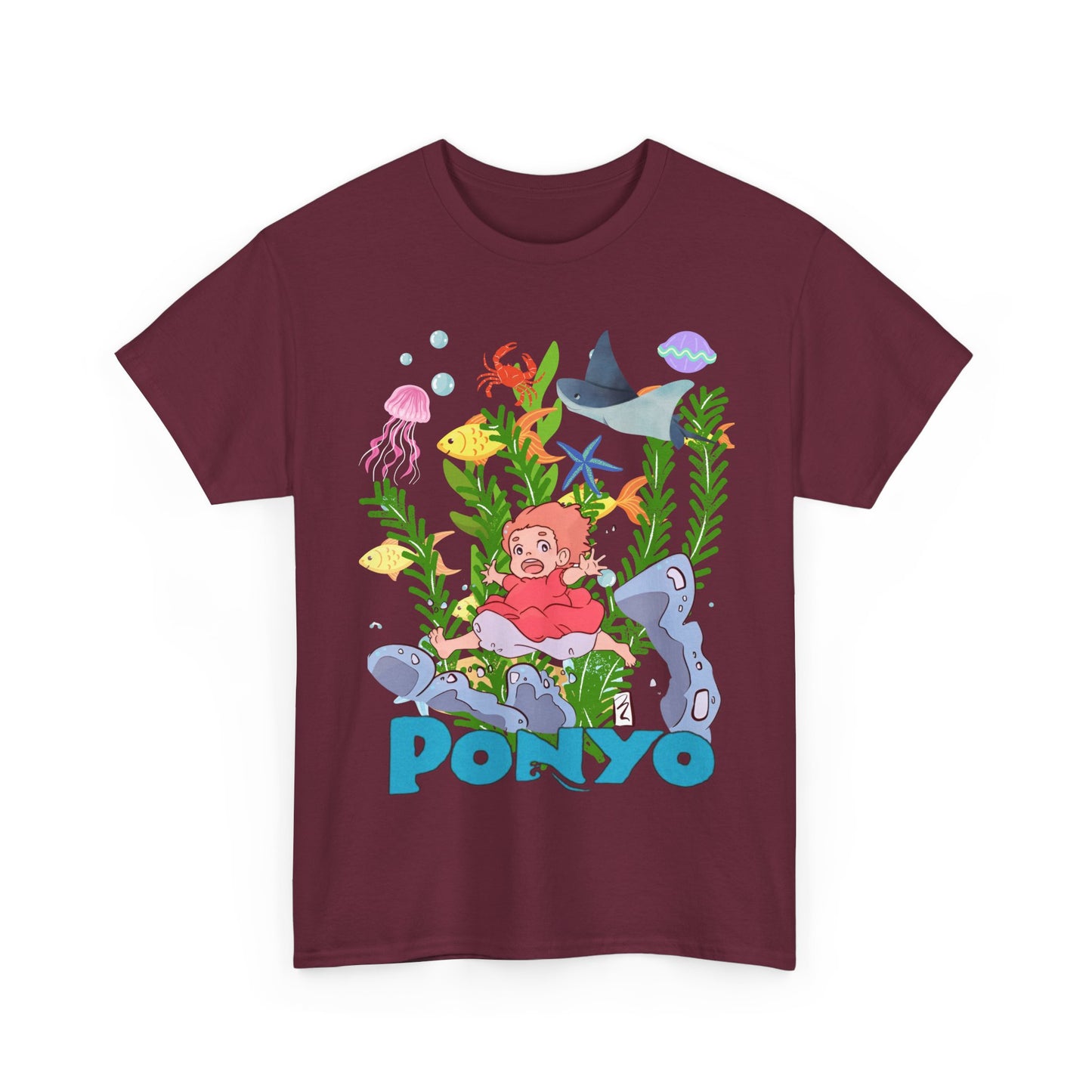 Ponyo Ghibli Sea World T-Shirt 100% Cotton Studio Ghibli Anime Tee