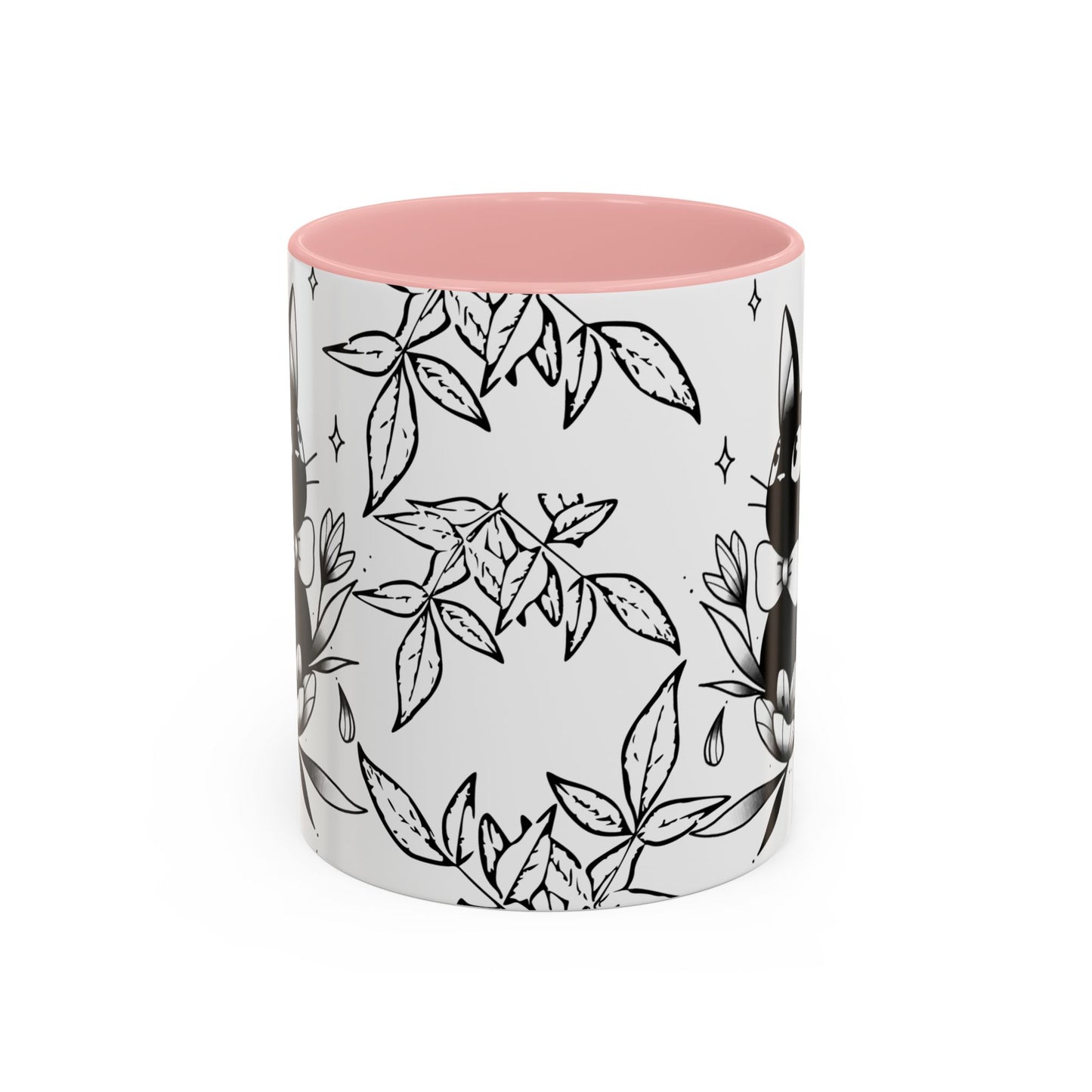 Jiji Cat Studio Ghibli Mug – 11oz & 15oz Accent Handle Coffee Cup – Cute Kiki’s Delivery Service Gift