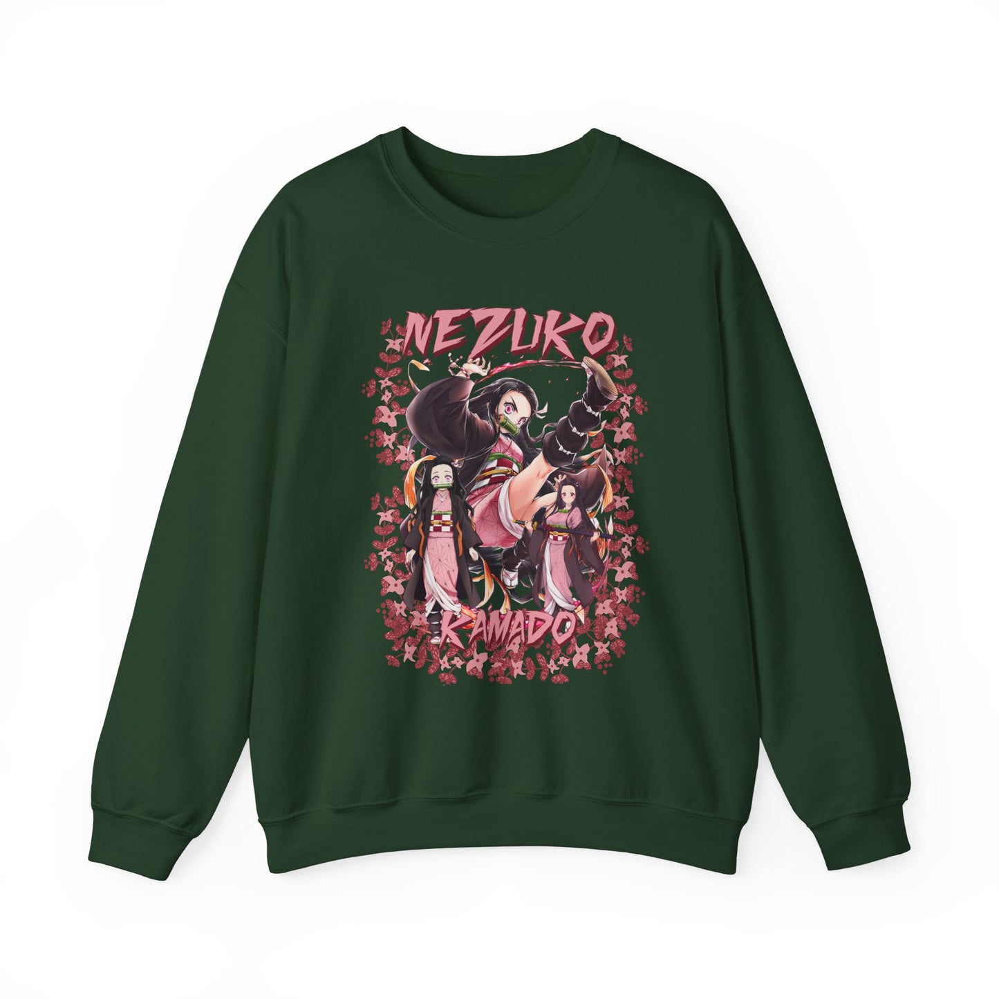 Nezuko Kamado Pink Flowers Sweatshirt – 100% Cotton Demon Slayer Anime Pullover
