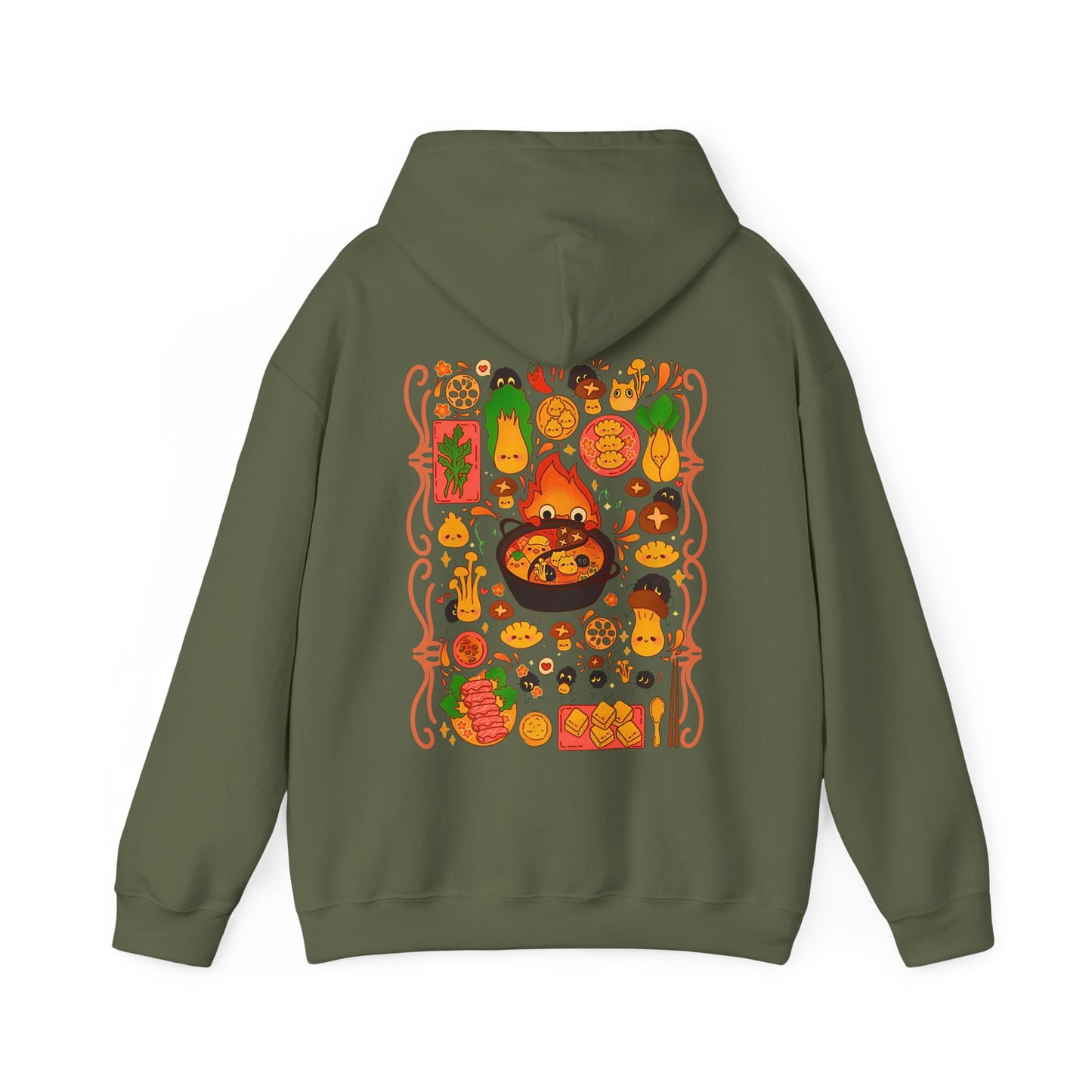 Calcifer Breakfast Back Print Hoodie – 100% Cotton Howl’s Moving Castle Studio Ghibli Hoodie