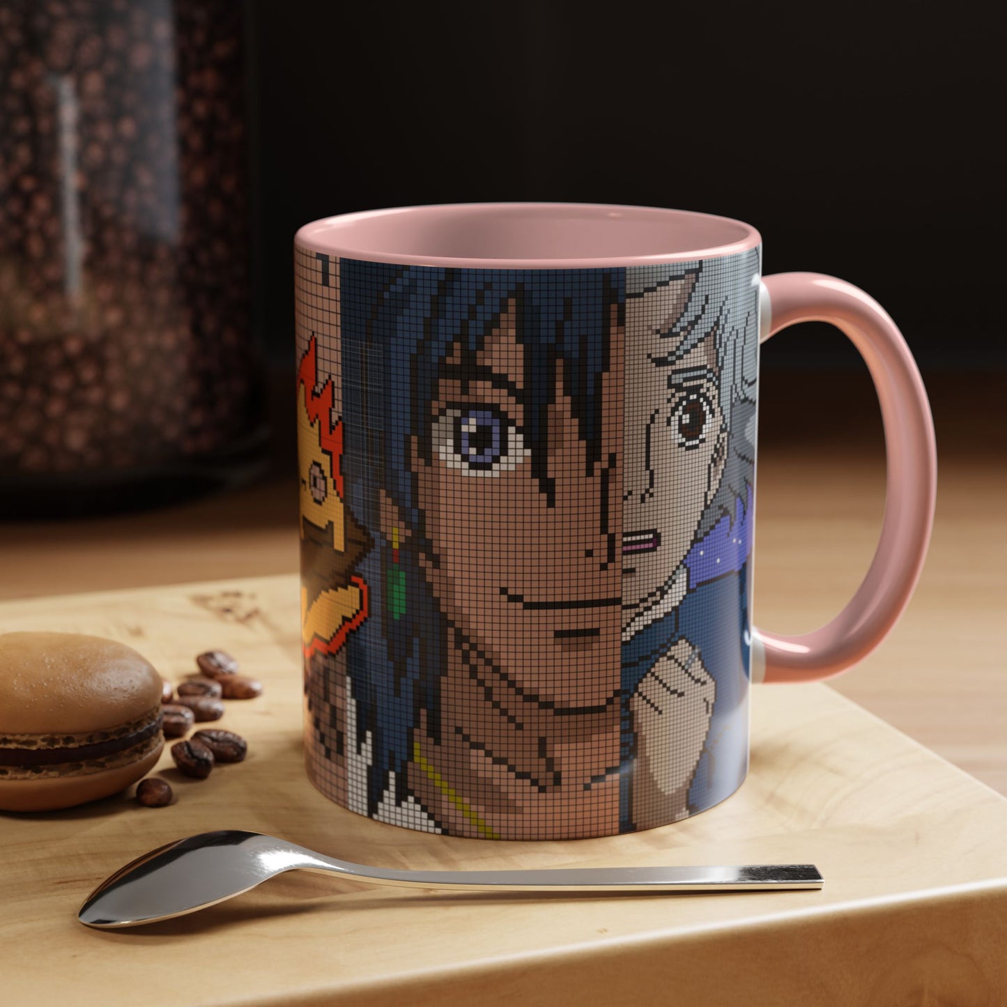Howl's Moving Castle Pixel Accent Mug – Retro Anime Color Handle Cup 11oz & 15oz – Studio Ghibli Coffee Gift