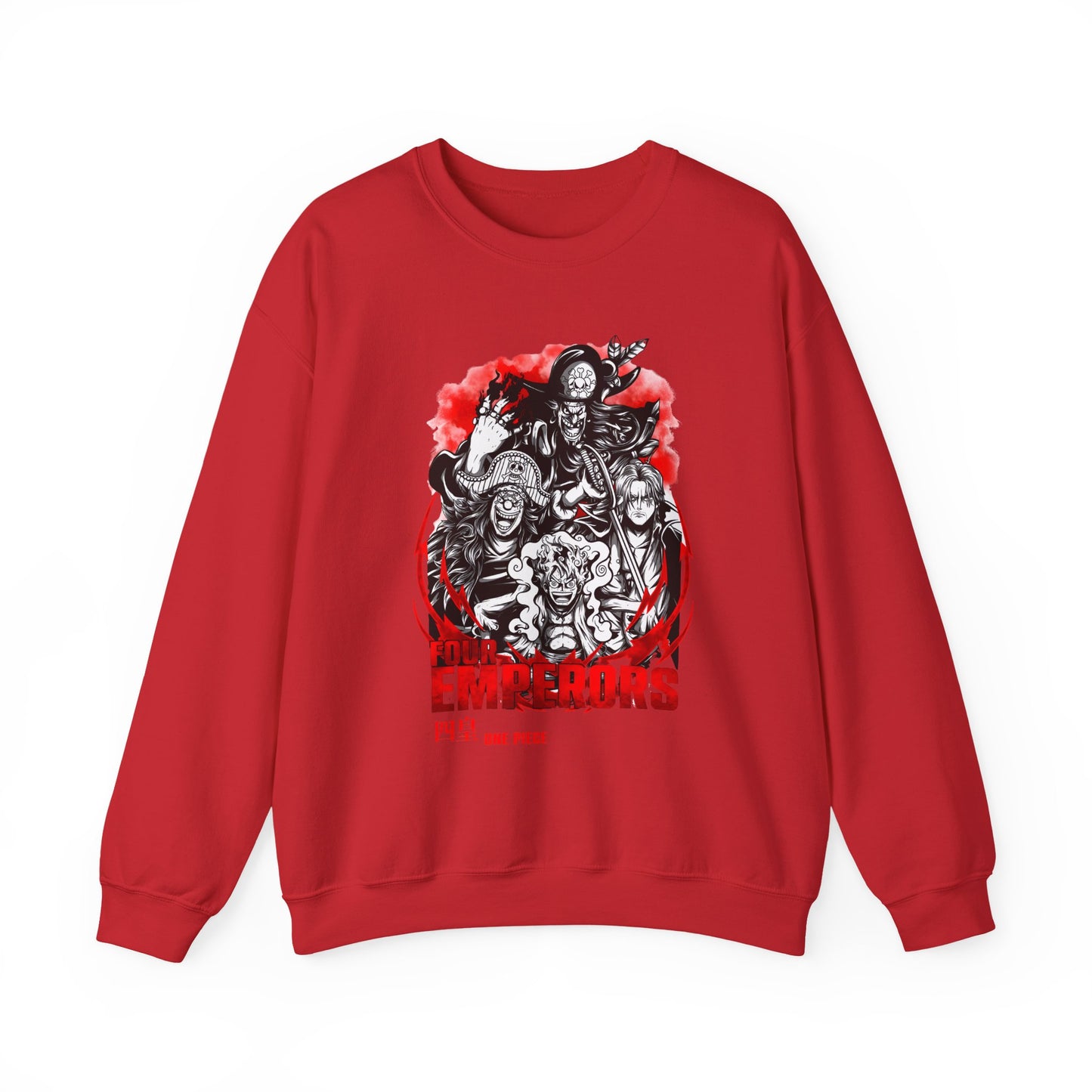 Four Emperors One Piece Sweatshirt – 100% Cotton Anime Crewneck Featuring Yonko Pirates