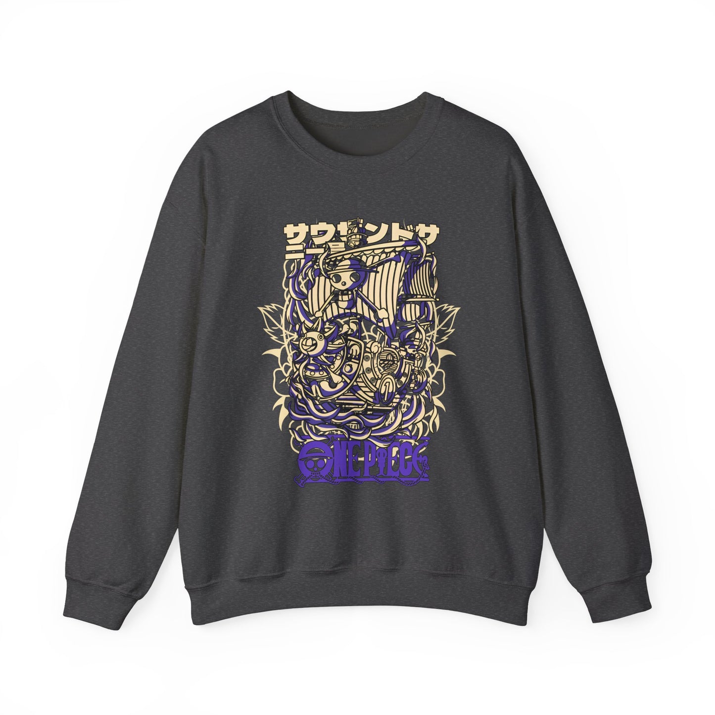 One Piece Ship Sweatshirt – 100% Cotton Anime Pullover Featuring Going Merry & Thousand Sunny