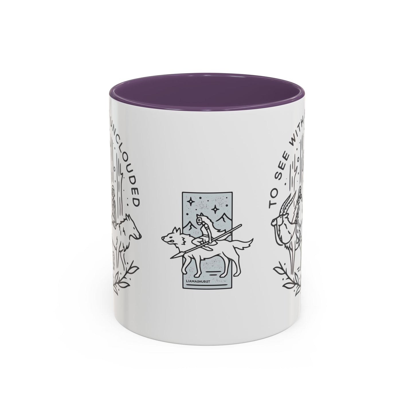 Princess Mononoke Art Accent Mug – Studio Ghibli Coffee Cup with Colored Handle – 11oz & 15oz Ceramic Anime Gift