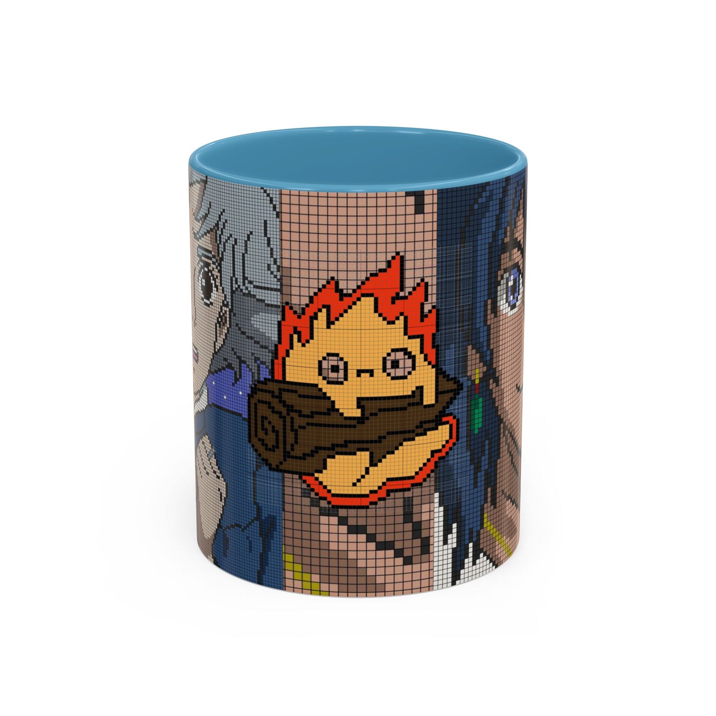 Howl's Moving Castle Pixel Accent Mug – Retro Anime Color Handle Cup 11oz & 15oz – Studio Ghibli Coffee Gift