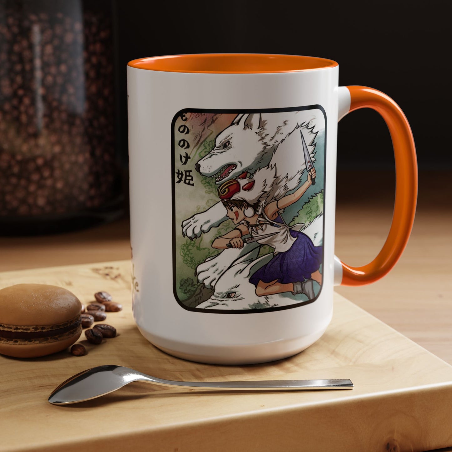 Princess Mononoke Accent Mug – Ghibli Collage Color Handle Cup 11oz & 15oz – Fantasy Anime Gift with San & Kodama