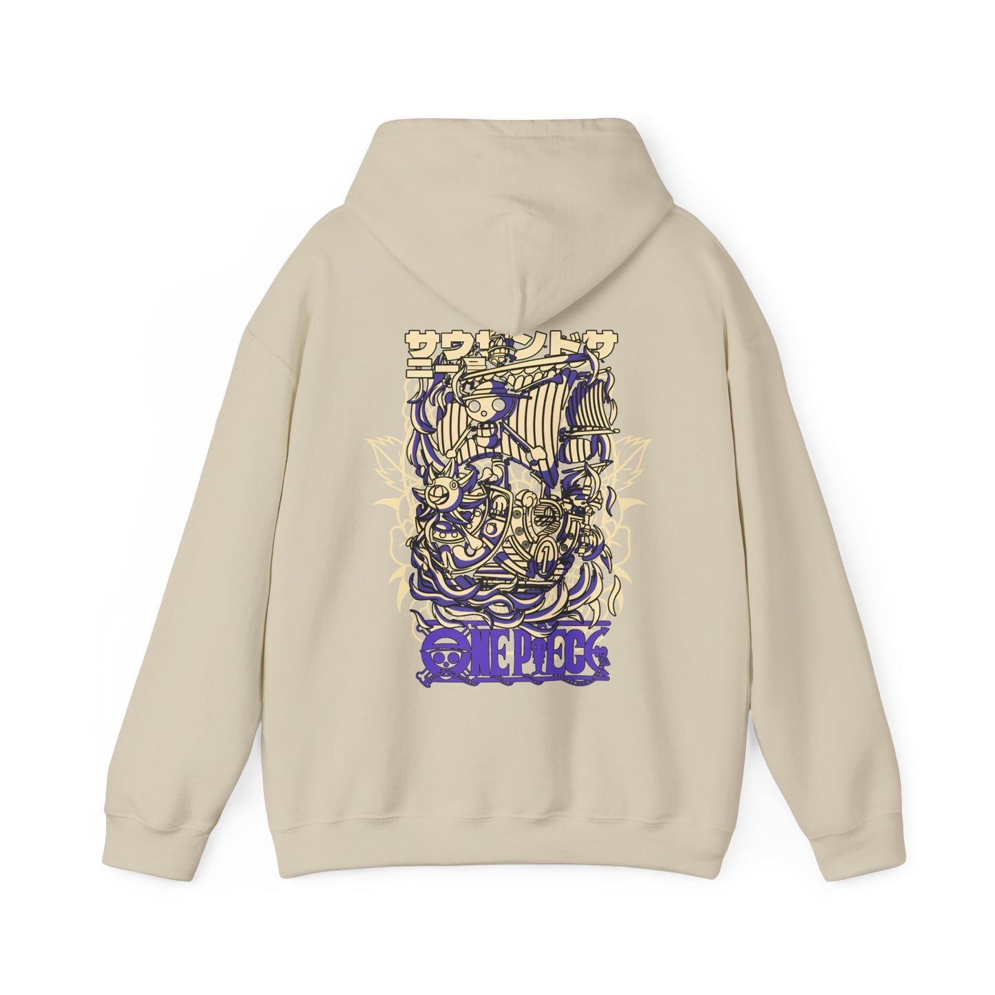 One Piece Ship Back Print Hoodie – 100% Cotton Anime Hoodie Featuring Going Merry & Thousand Sunny