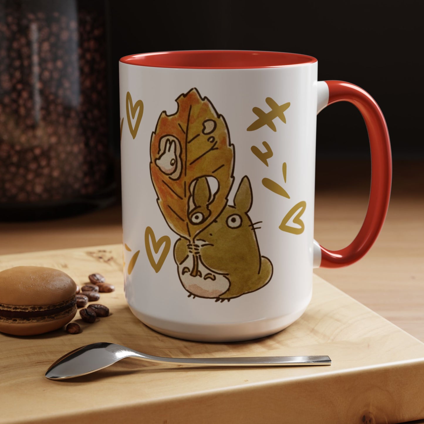 Cute Totoro Accent Mug – Studio Ghibli Color Handle Cup 11oz & 15oz – Kawaii Anime Coffee Mug Gift