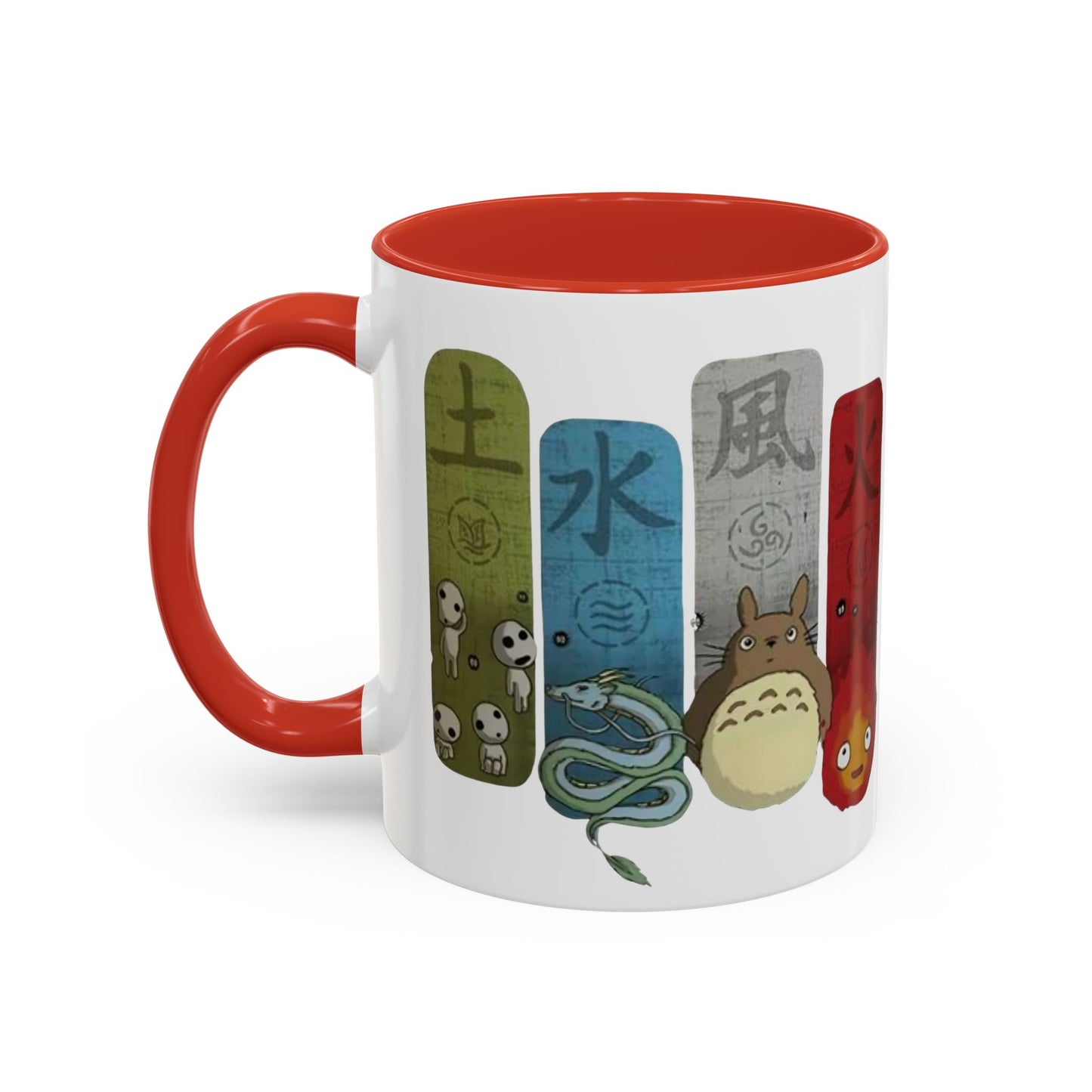 Studio Ghibli Figures Accent Mug – 11oz & 15oz Color Handle Anime Cup – Ghibli Character Coffee Mug for Fans