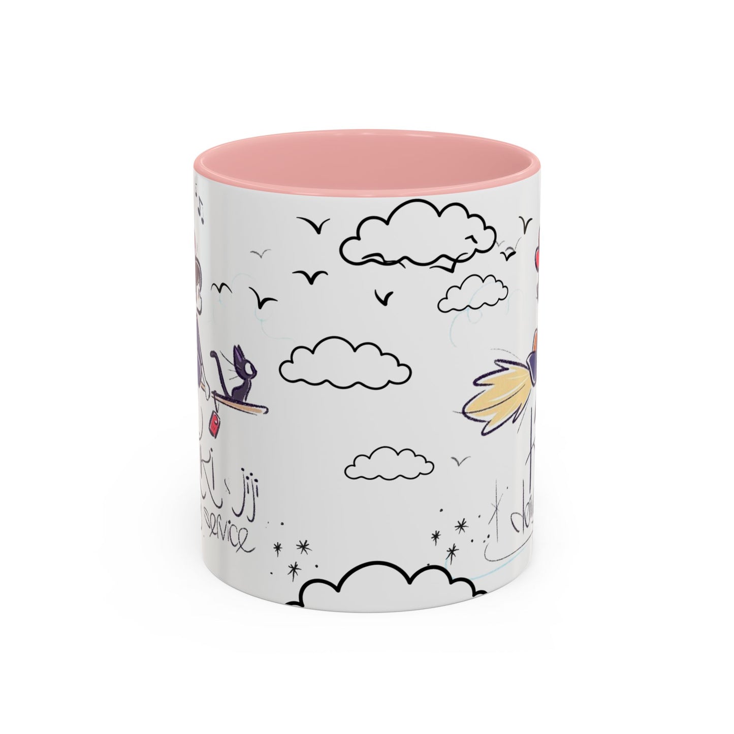 Kiki's Delivery Service Sketch Accent Mug – Studio Ghibli Ceramic Cup – 11oz & 15oz Anime Gift