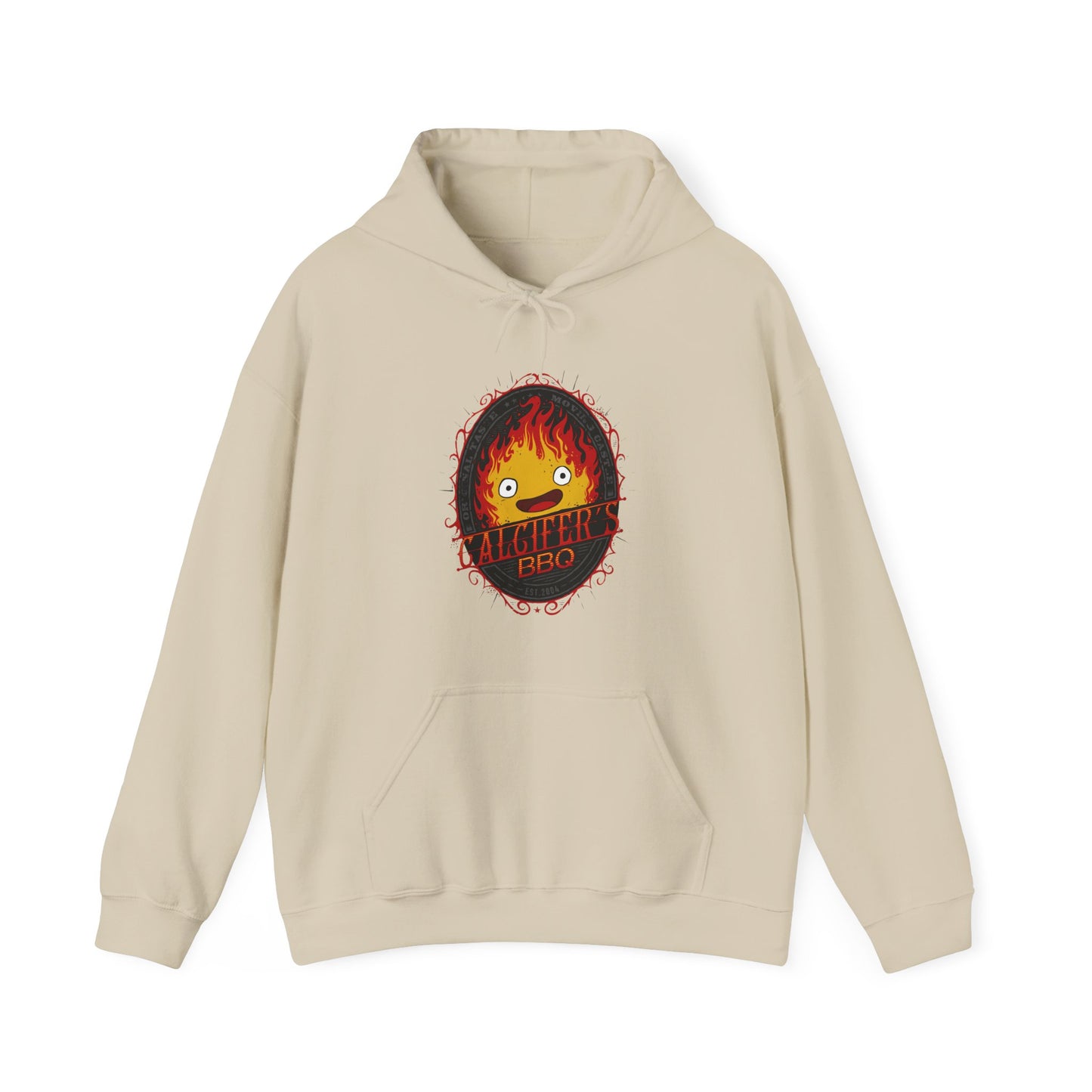 Calcifer BBQ Demon Flame Hoodie – 100% Cotton Studio Ghibli Funny Anime Hoodie