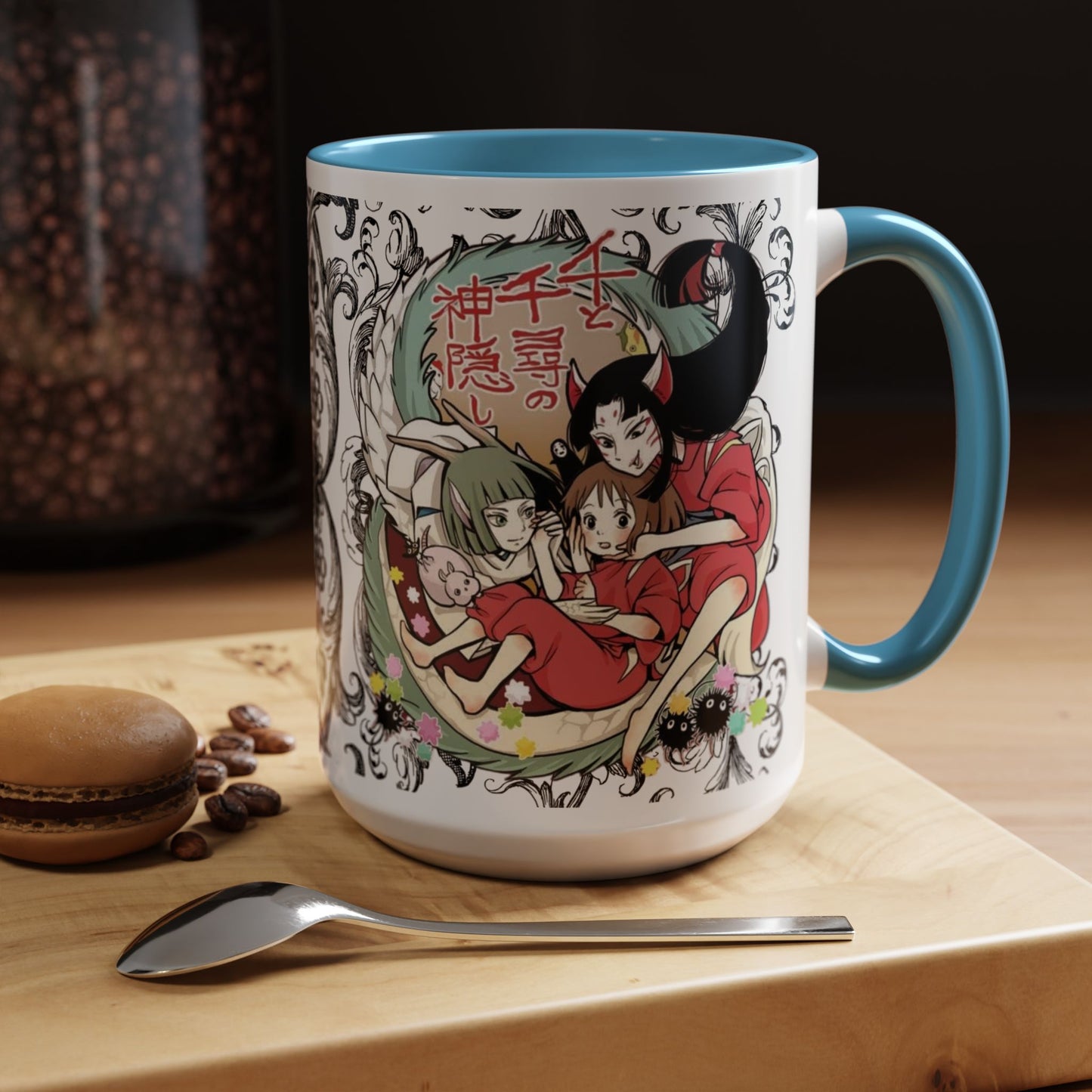 Spirited Away Cool Accent Mug – Studio Ghibli Color Handle Coffee Cup – 11oz & 15oz Ceramic Gift for Anime Fans