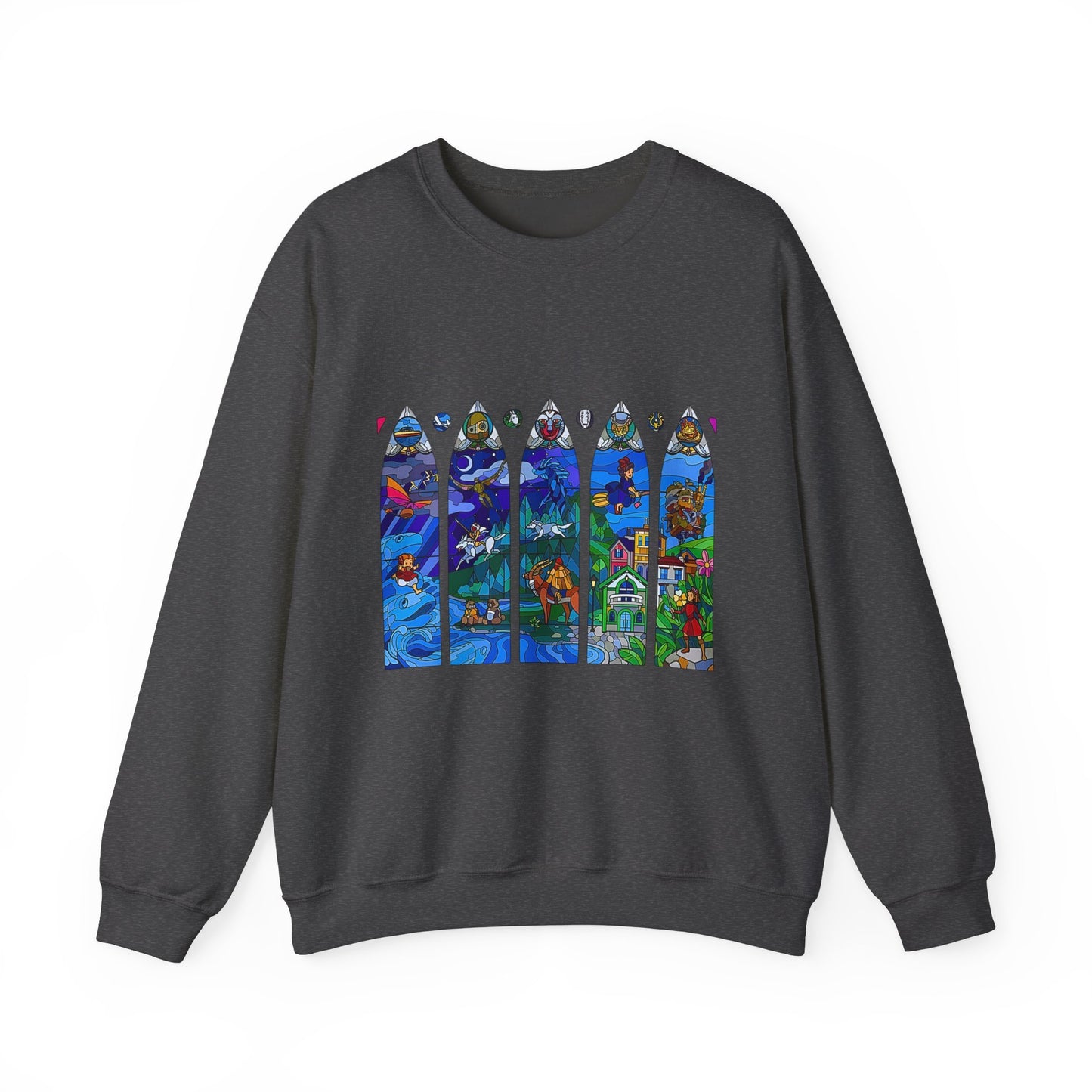 Studio Ghibli Stained Glass Sweatshirt – 100% Cotton Anime Pullover with Vitral-Inspired Design