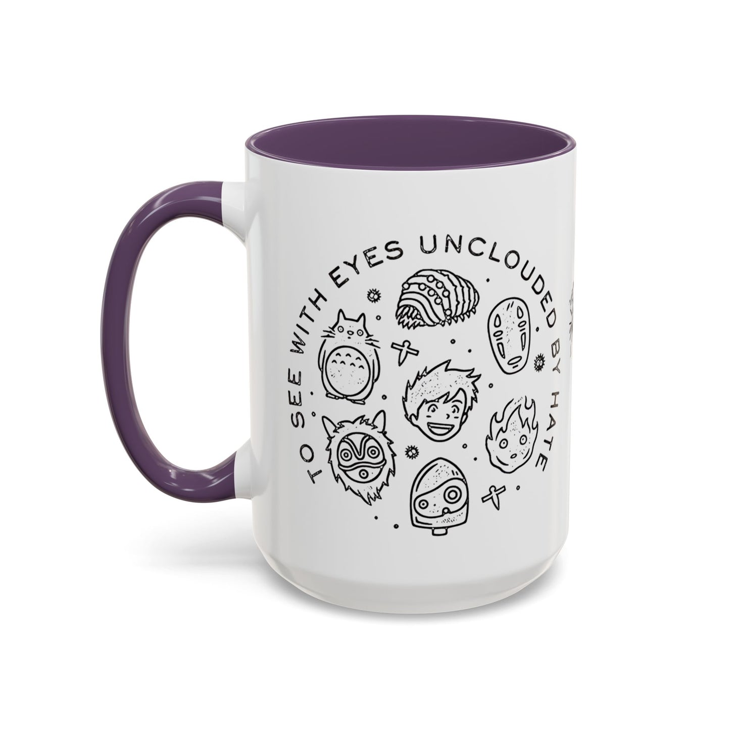 Universe Ghibli Accent Mug – Color Handle Anime Coffee Cup – 11oz & 15oz Studio Ghibli Ceramic Mug Gift