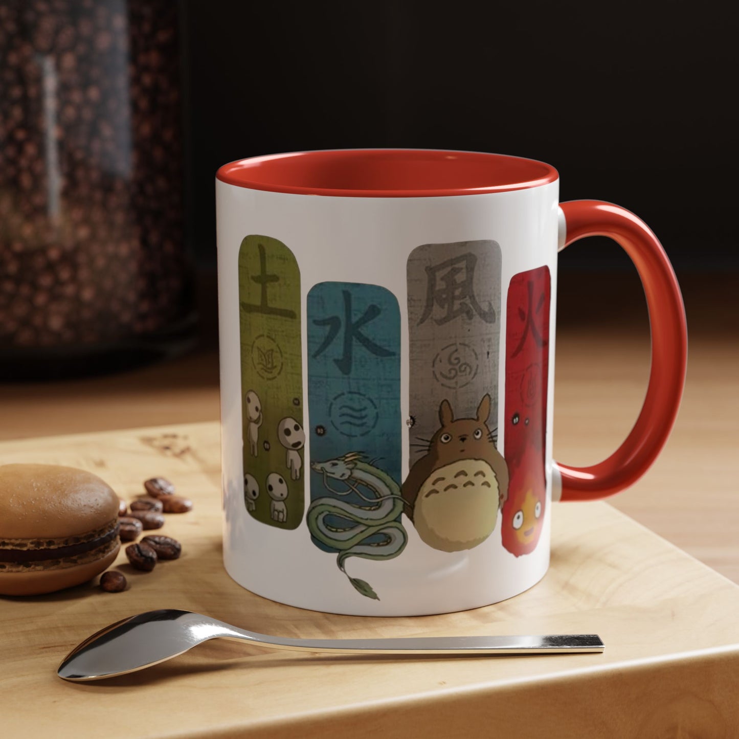 Studio Ghibli Figures Accent Mug – 11oz & 15oz Color Handle Anime Cup – Ghibli Character Coffee Mug for Fans