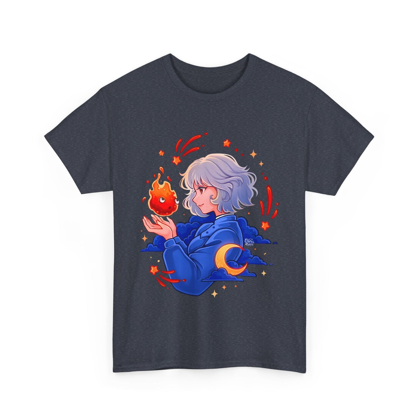 Calcifer and Sophie T-Shirt 100% Cotton Studio Ghibli Fan Tee