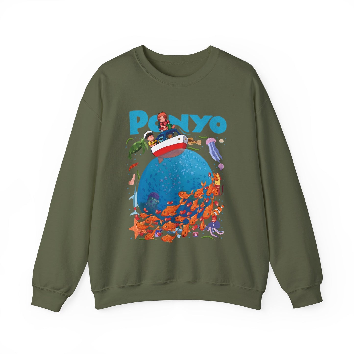 Ponyo and Sosuke Boat Adventure Sweatshirt – 100% Cotton Studio Ghibli Inspired Pullover