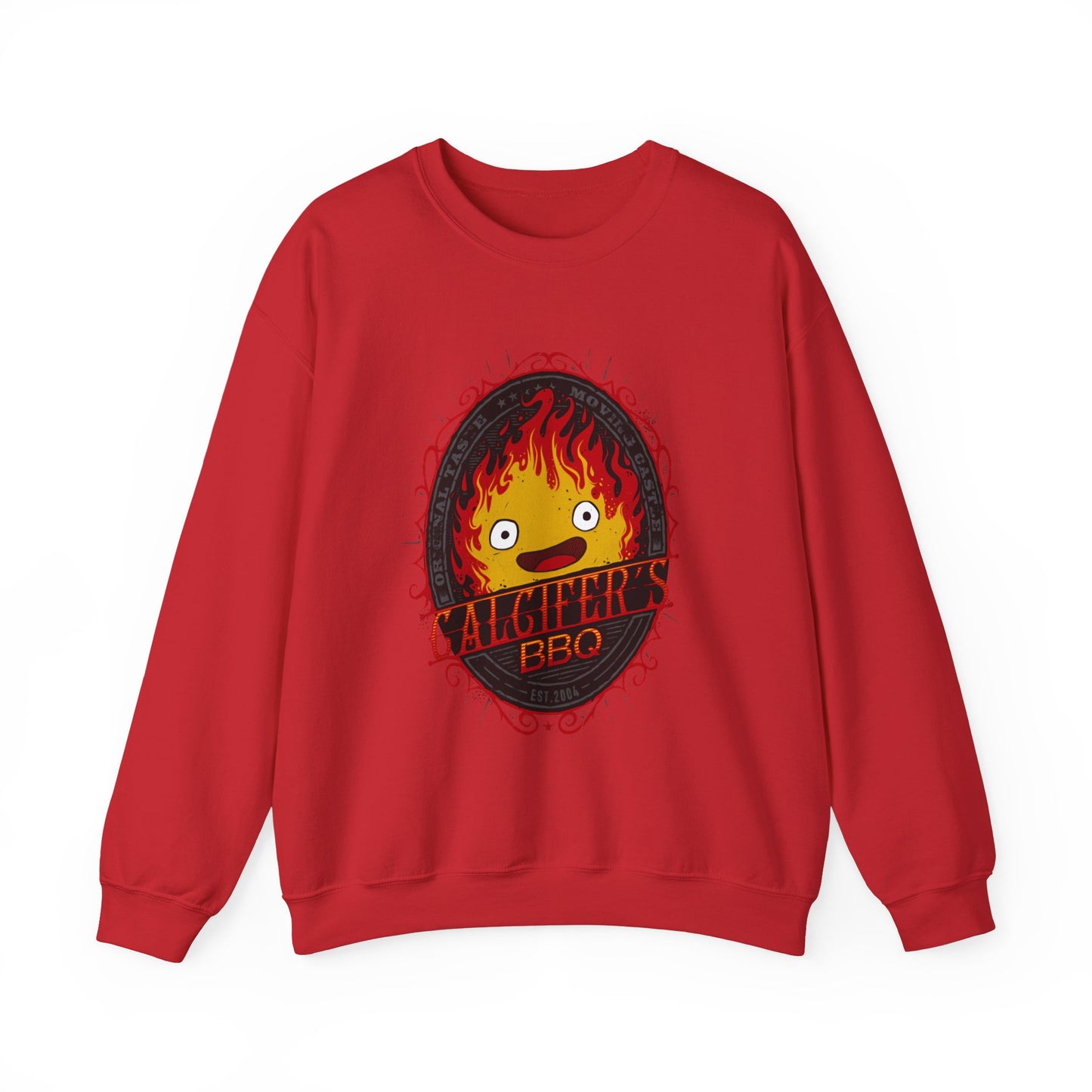 Calcifer BBQ Demon Flame Sweatshirt – 100% Cotton Studio Ghibli Cozy Anime Pullover
