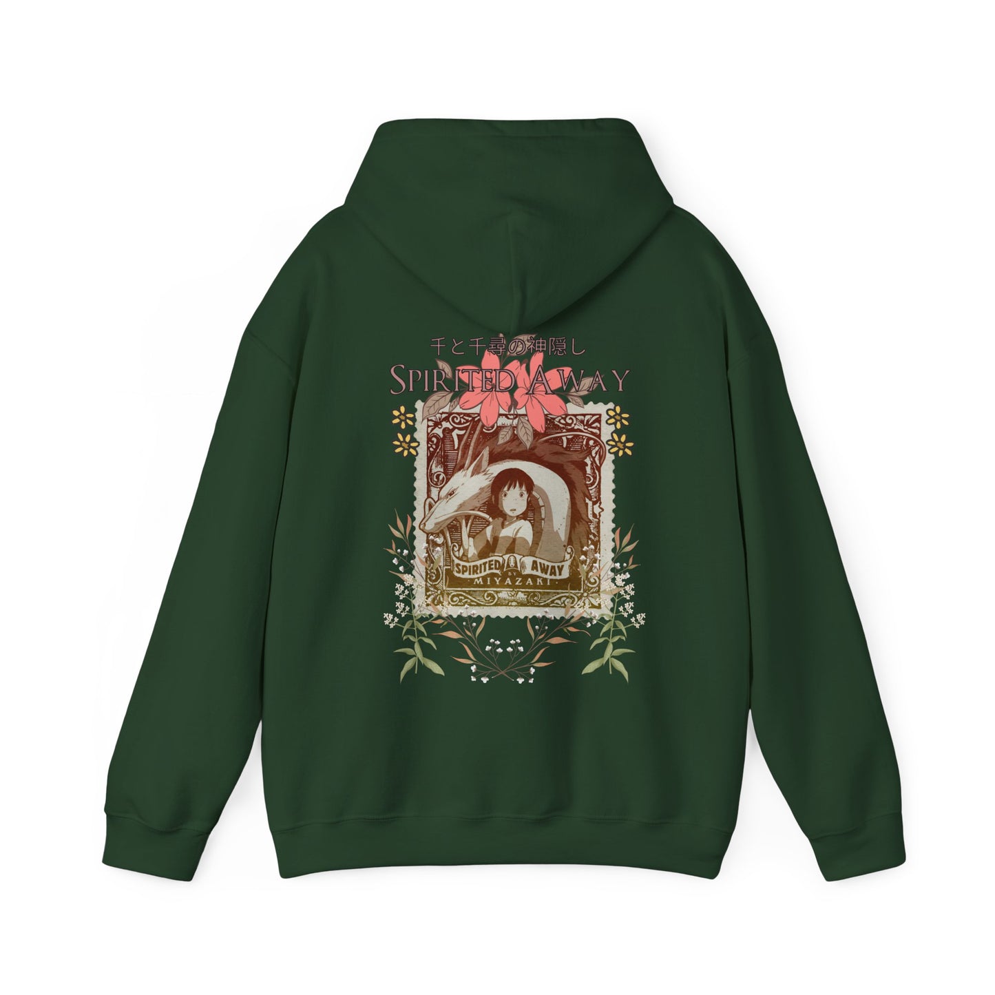 Spirited Away Philately Back Print Hoodie – 100% Cotton Anime Hoodie with Stamp-Inspired Design
