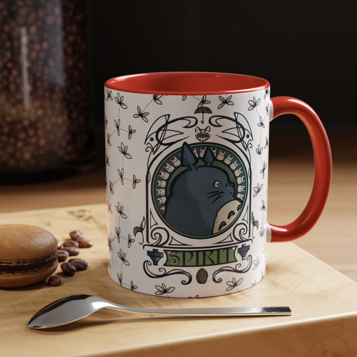 Totoro Spirited Ghibli Accent Handle Mug – 11oz & 15oz Anime Cup – Studio Ghibli Coffee Gift