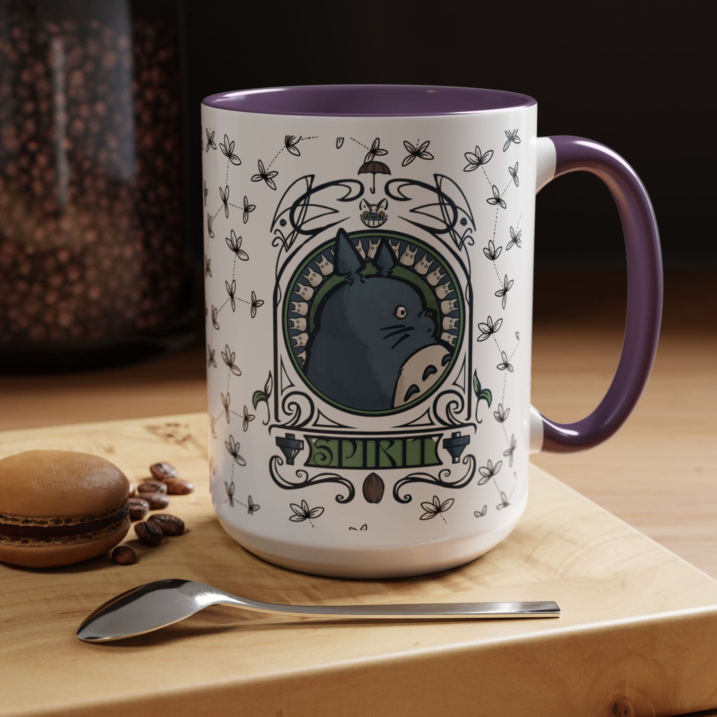 Totoro Spirited Ghibli Accent Handle Mug – 11oz & 15oz Anime Cup – Studio Ghibli Coffee Gift