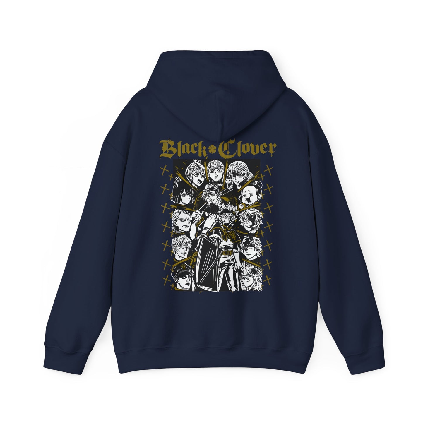 Black Clover Back Print Hoodie – 100% Cotton Anime Sweatshirt with Asta, Yuno & Noelle – Stylish Back Graphic Pullover