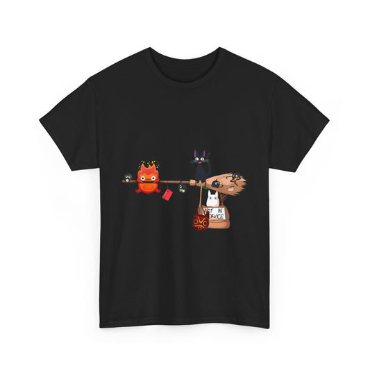 Calcifer Jiji Soot Sprites T-Shirt – 100% Cotton Studio Ghibli Cute Anime Tee