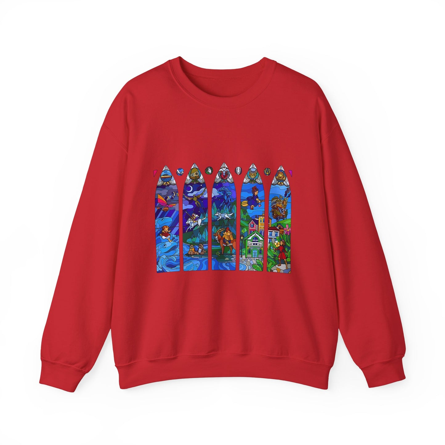 Studio Ghibli Stained Glass Sweatshirt – 100% Cotton Anime Pullover with Vitral-Inspired Design