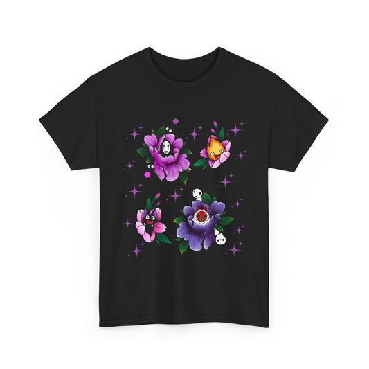 Flowers Studio Ghibli T-Shirt – 100% Cotton Floral Anime Tee for Ghibli Fans