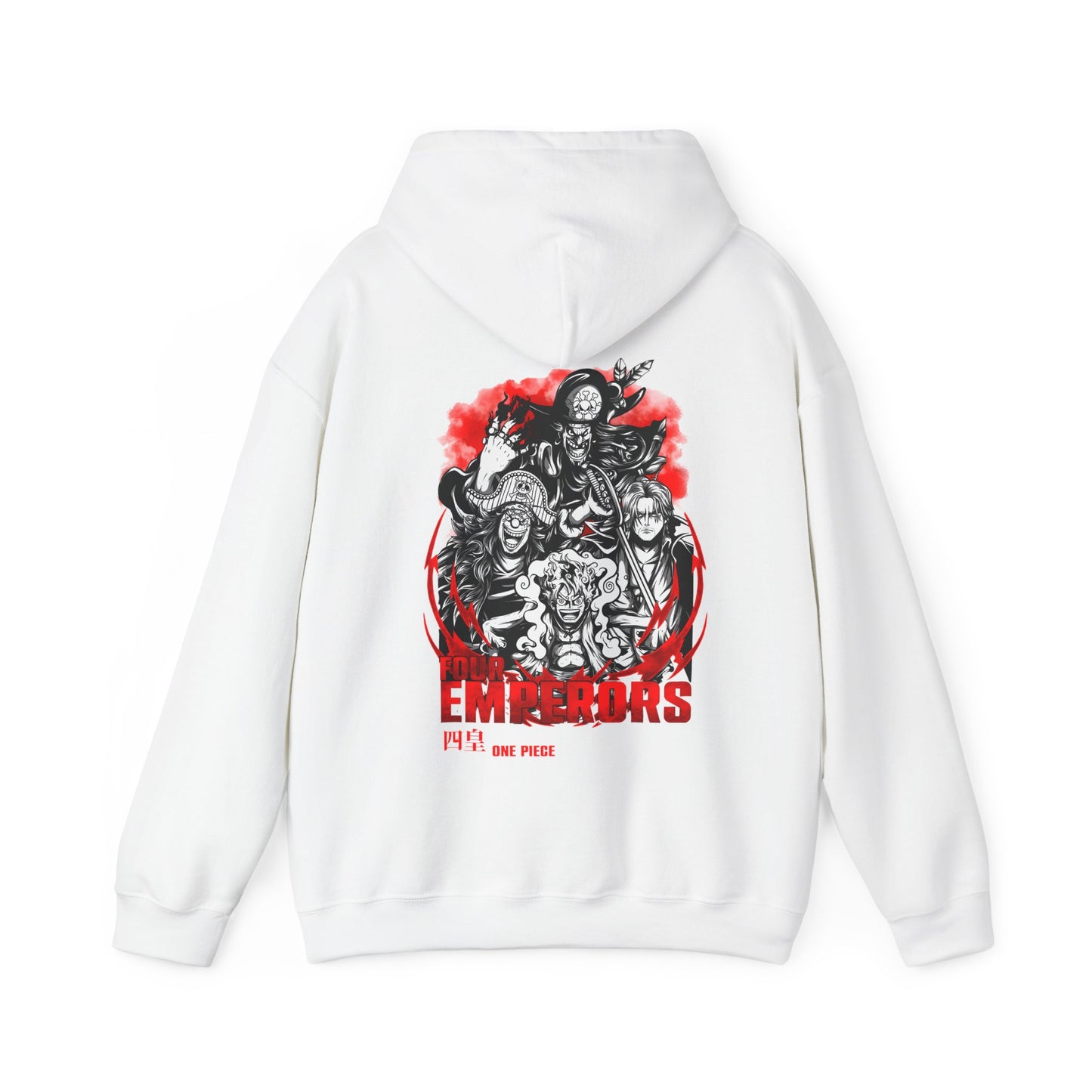 Four Emperors One Piece Back Print Hoodie – 100% Cotton Anime Pullover Featuring Yonko Legends